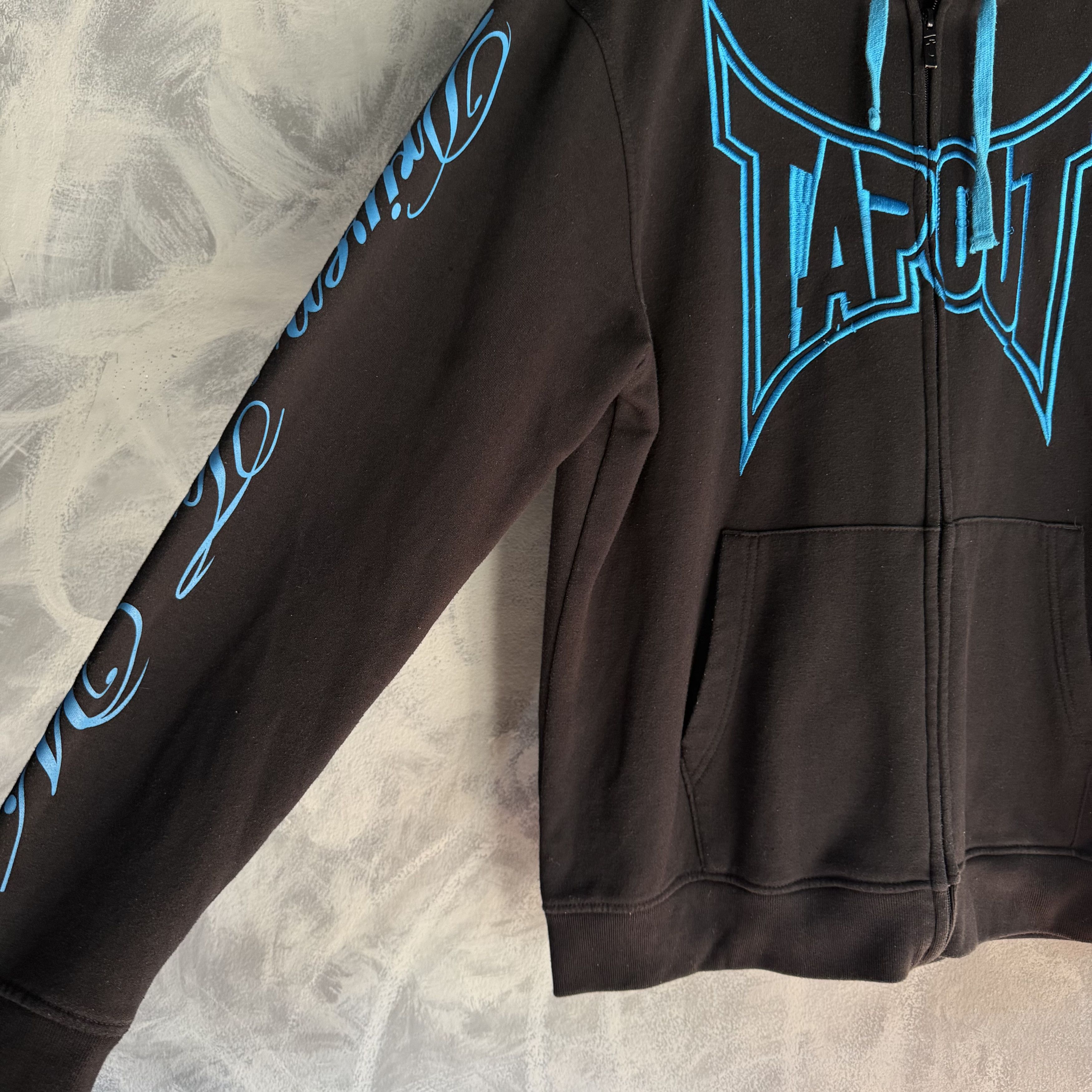 Tapout Tapout Y2K Full Zip Hoodie Jacket Mens Sz XL Black Turquoise Size US XL / EU 56 / 4 - 2 Thumbnail