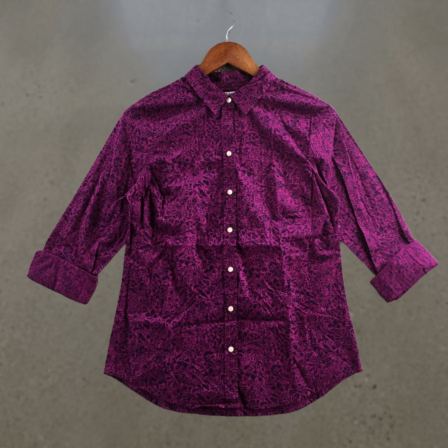 Old Navy Old Navy Shirt Womens S Petite Purple Floral Print Button-Up Long Sleeve Cotton Size S / US 4 / IT 40 - 1 Thumbnail