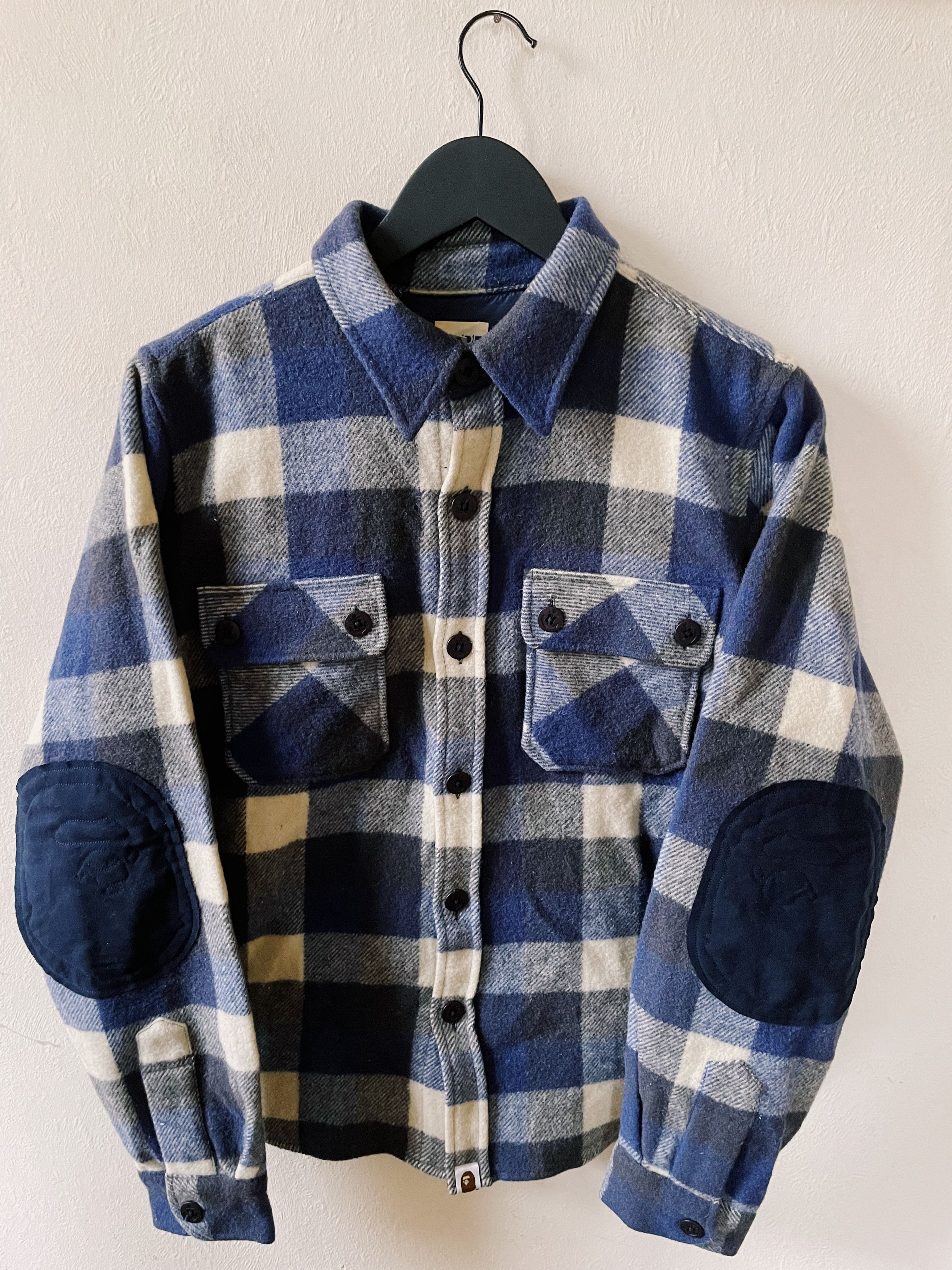 Vintage Y2K Bape A Bathing Ape Checkered CPO Wool Shirt