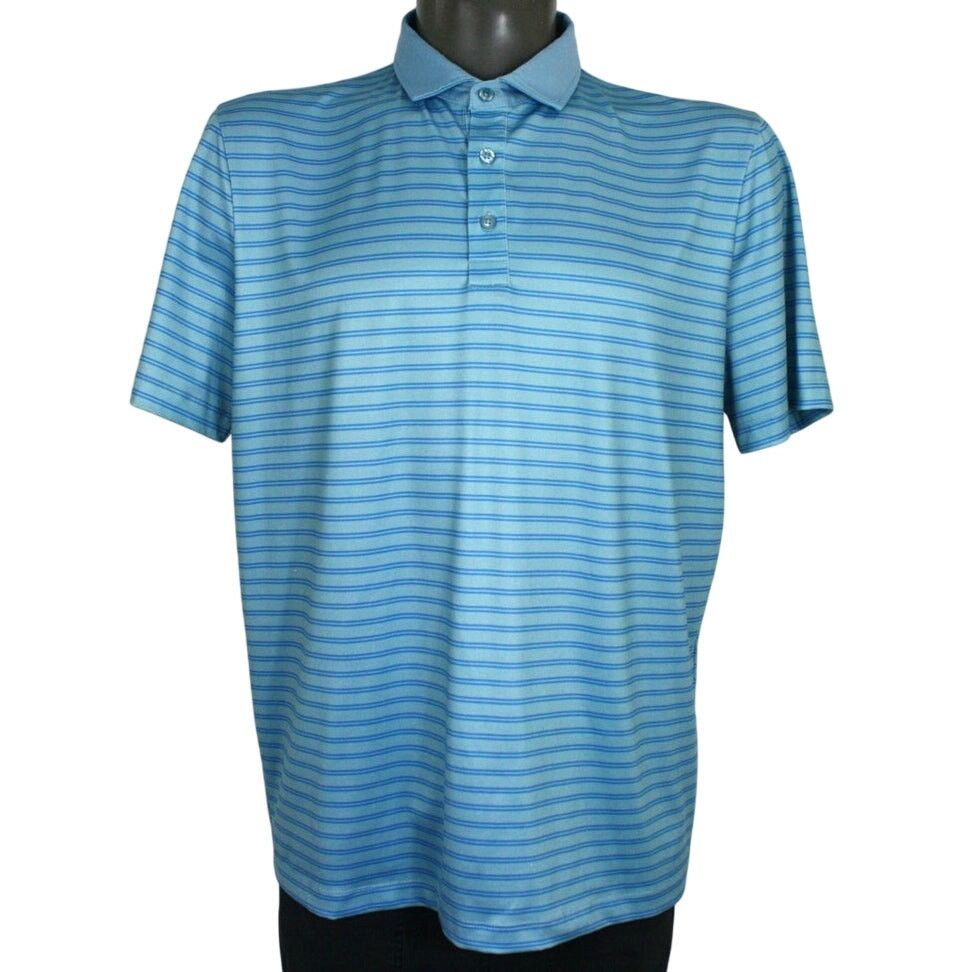 Dunnes Grayson & Dunn Golf Polo Shirt L Blue Striped Performance Size US L / EU 52-54 / 3 - 1 Thumbnail