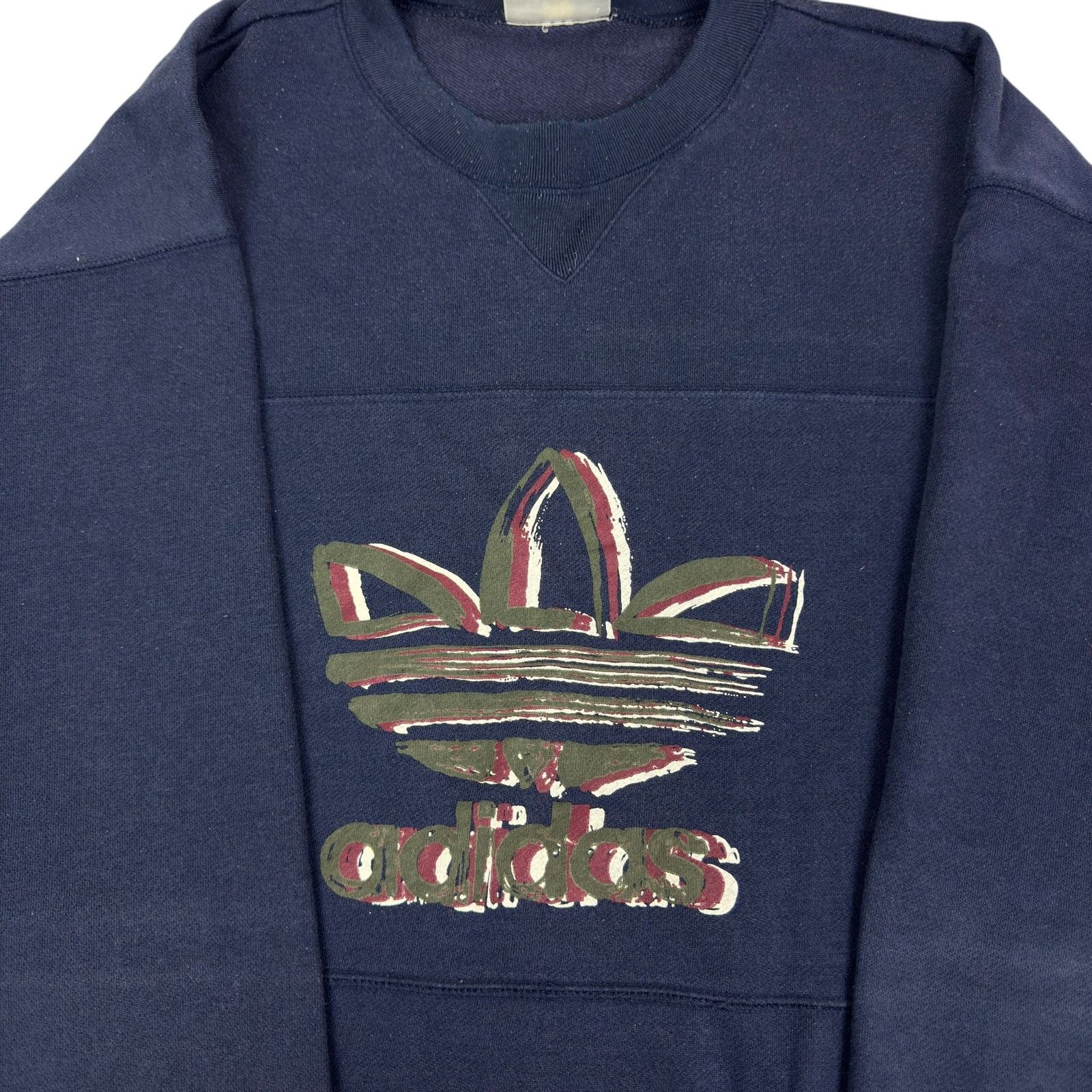 Adidas × Japanese Brand × Vintage Adidas Mens Blue Cotton Crew Neck Long Sleeve Sweatshirt L Size US L / EU 52-54 / 3 - 3 Thumbnail