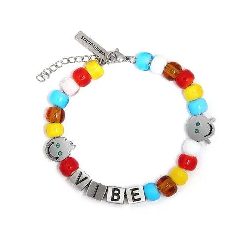 Jewelry Retro rainbow beaded smile bracelet Size ONE SIZE - 1 Thumbnail