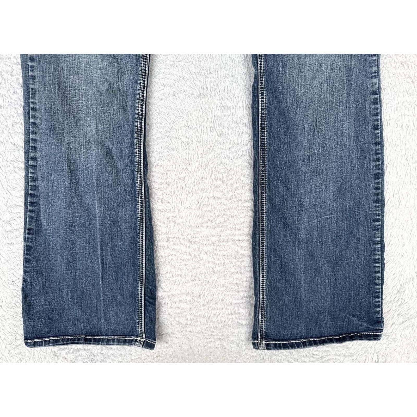 Vintage Premiere by rue21 Bootcut Jeans Juniors 5/6R Blue Low Rise Embroidered Lace Pocket 26x31 Womens Mens Girls Size 27" / US 4 / IT 40 - 2 Thumbnail