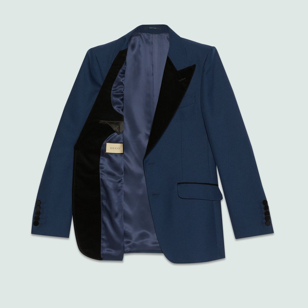 Gucci o1s1wg110125 Formal Jacket With Velvet Detail in Dark Blue Size US XXL / EU 58 / 5 - 6 Thumbnail