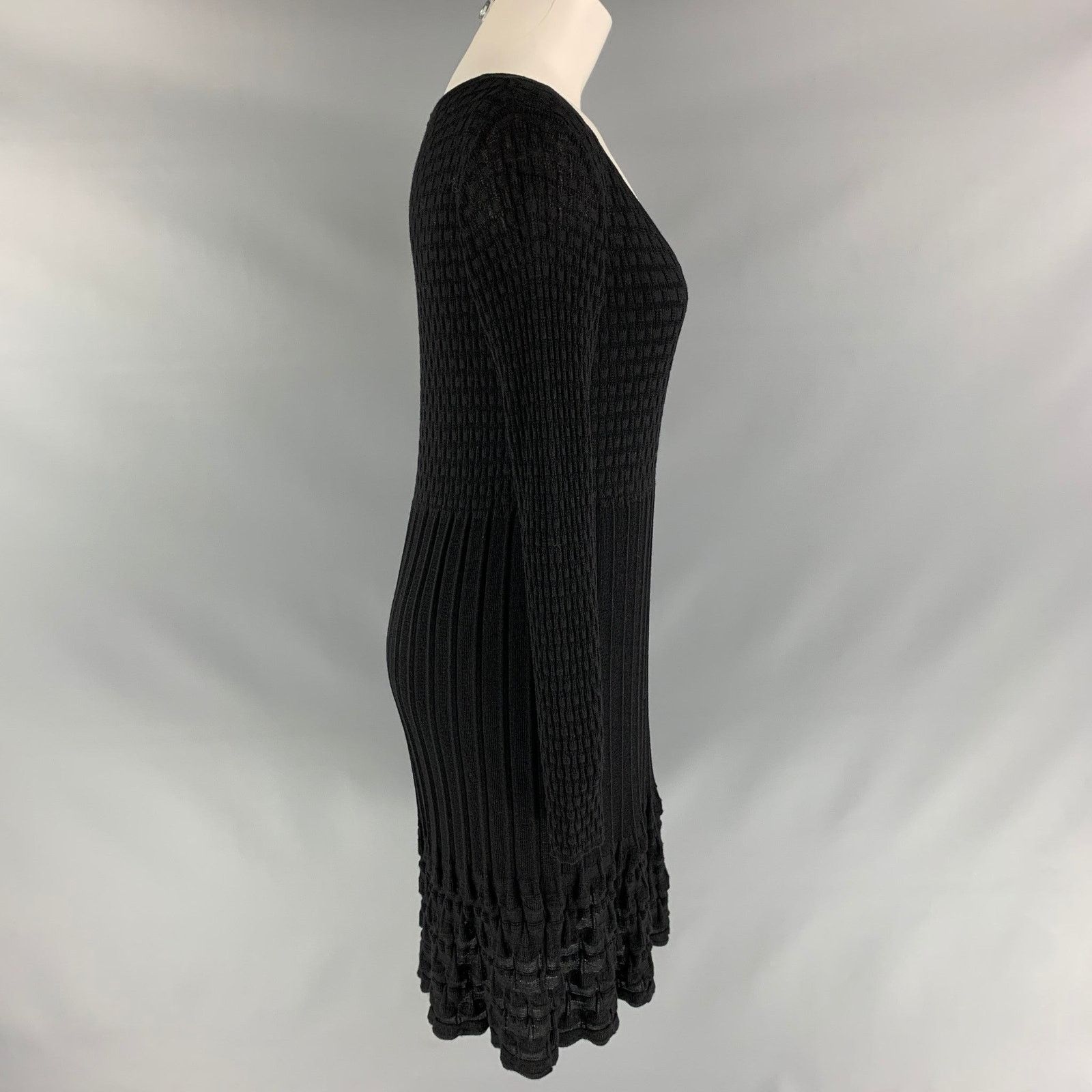 Other M MISSONI Size 8 Black Wool Blend Knit A-Line Dress Size M / US 6-8 / IT 42-44 - 2 Thumbnail