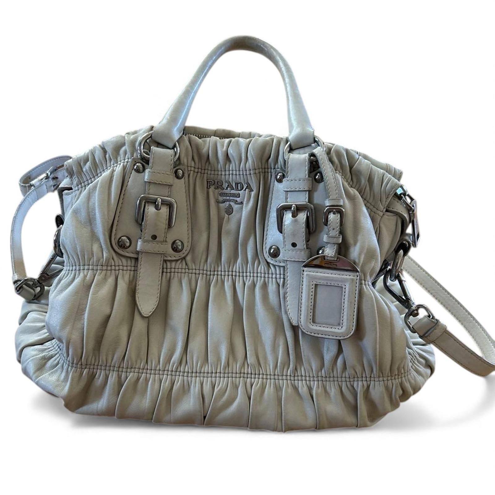 Prada Prada - Ruched Leather Satchel Handbag Size ONE SIZE - 2 Thumbnail