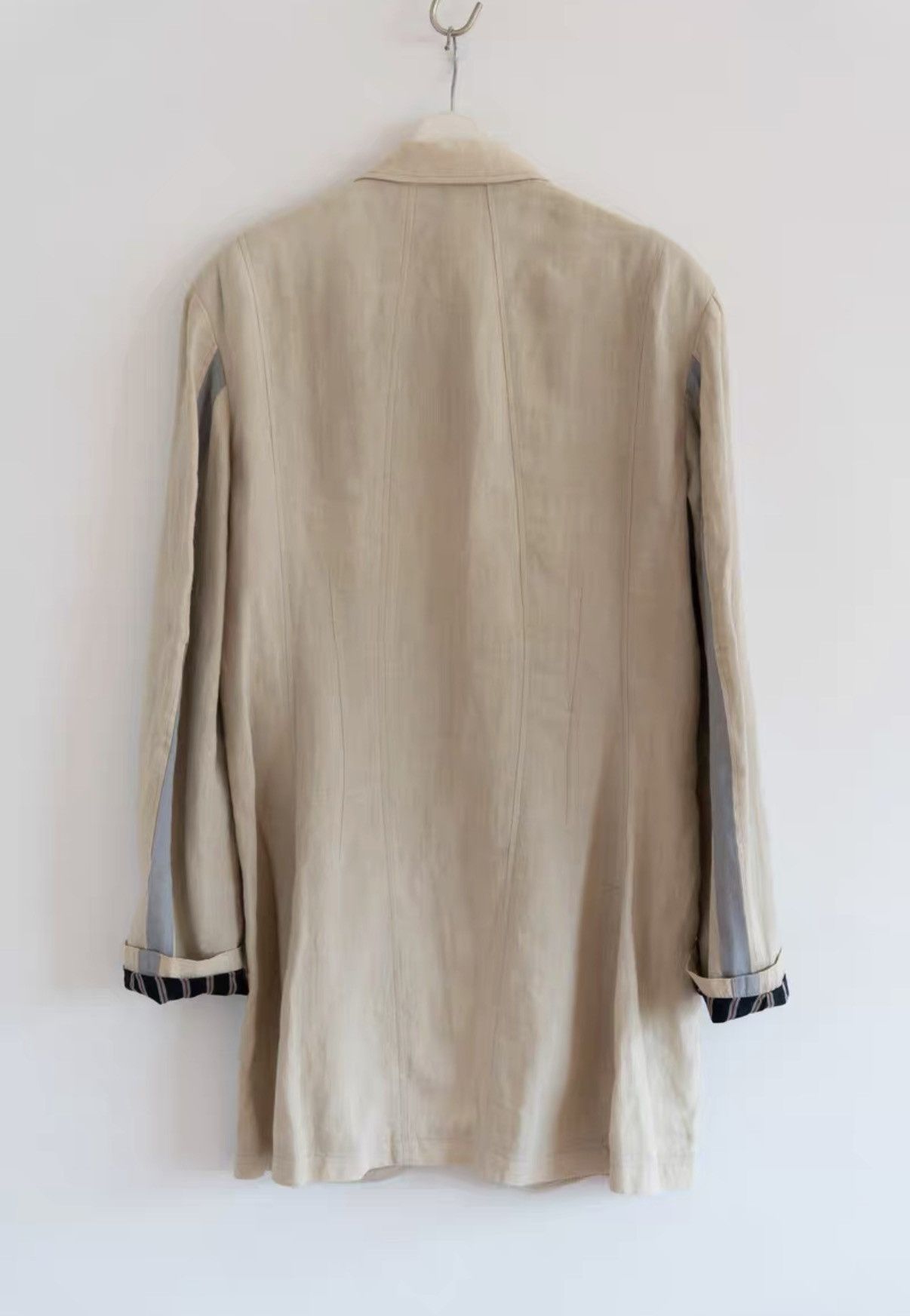 Yohji Yamamoto Yohji Yamamoto 16SS Side Stripe Linen Long Blazer K4 Size US XL / EU 56 / 4 - 2 Thumbnail