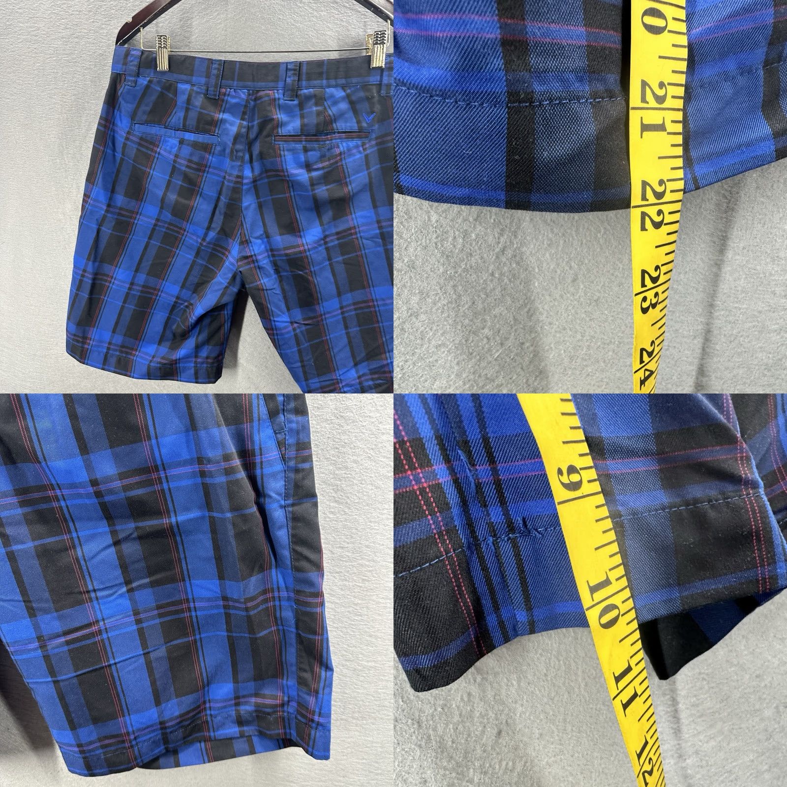 Callaway Callaway Bermuda Golf Shorts Mens 34 Blue Plaid Flat Front Preppy Modern Dad Bermuda Shorts Mens 34 Blue Plaid Golf Casual Workwear Size US 34 / EU 50 - 8 Thumbnail