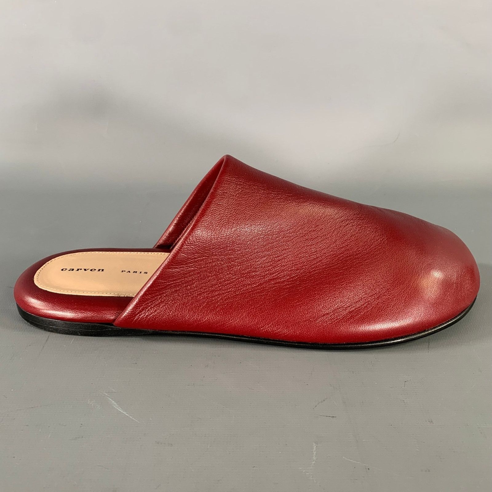 Carven CARVEN Size 10 Burgundy Leather Lambskin Slippers Flats Size US 11 / IT 41 - 2 Thumbnail