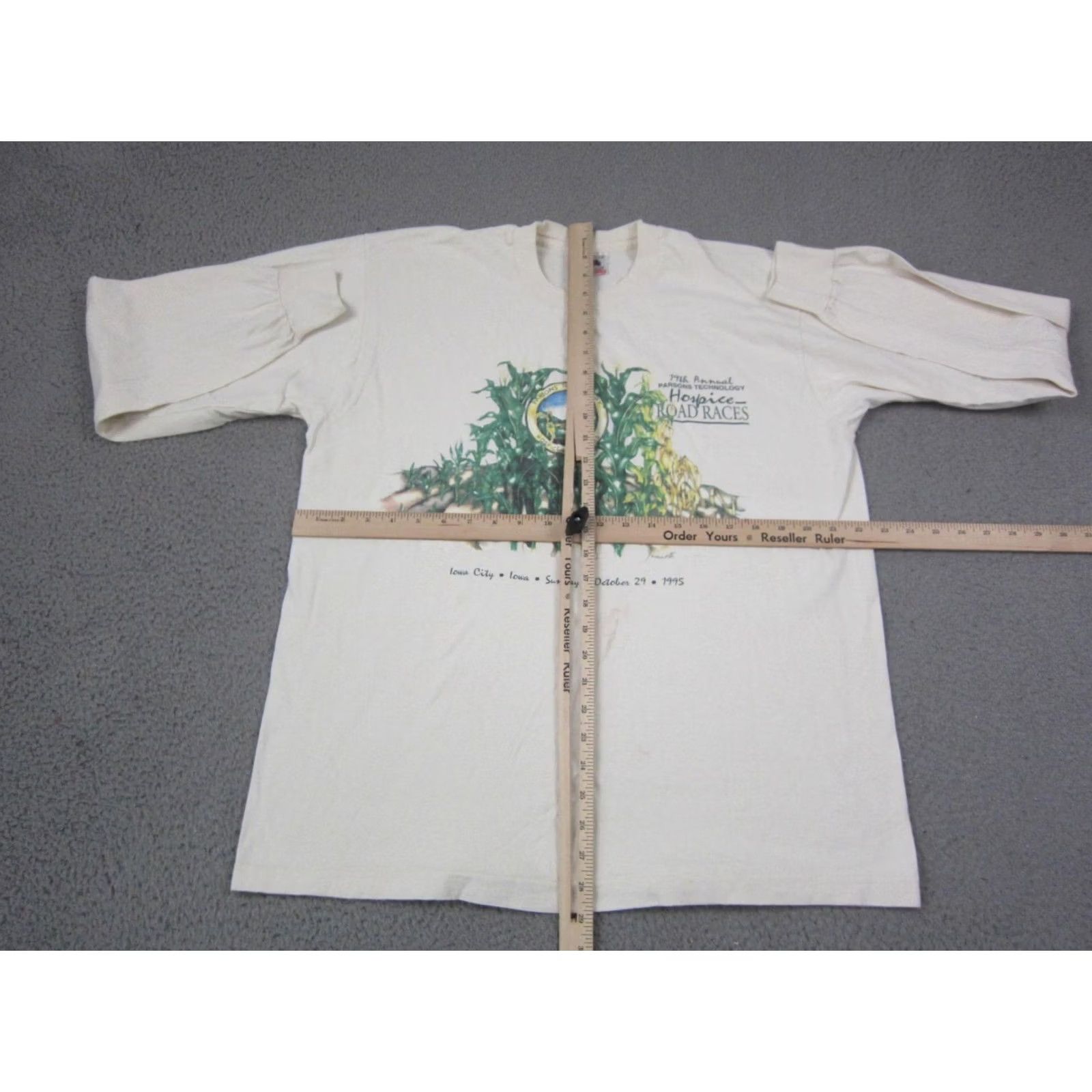 Fruit Of The Loom Vintage Marathon Shirt Mens Extra Large White Iowa Corn Single Stitch USA Made Size US XL / EU 56 / 4 - 6 Thumbnail