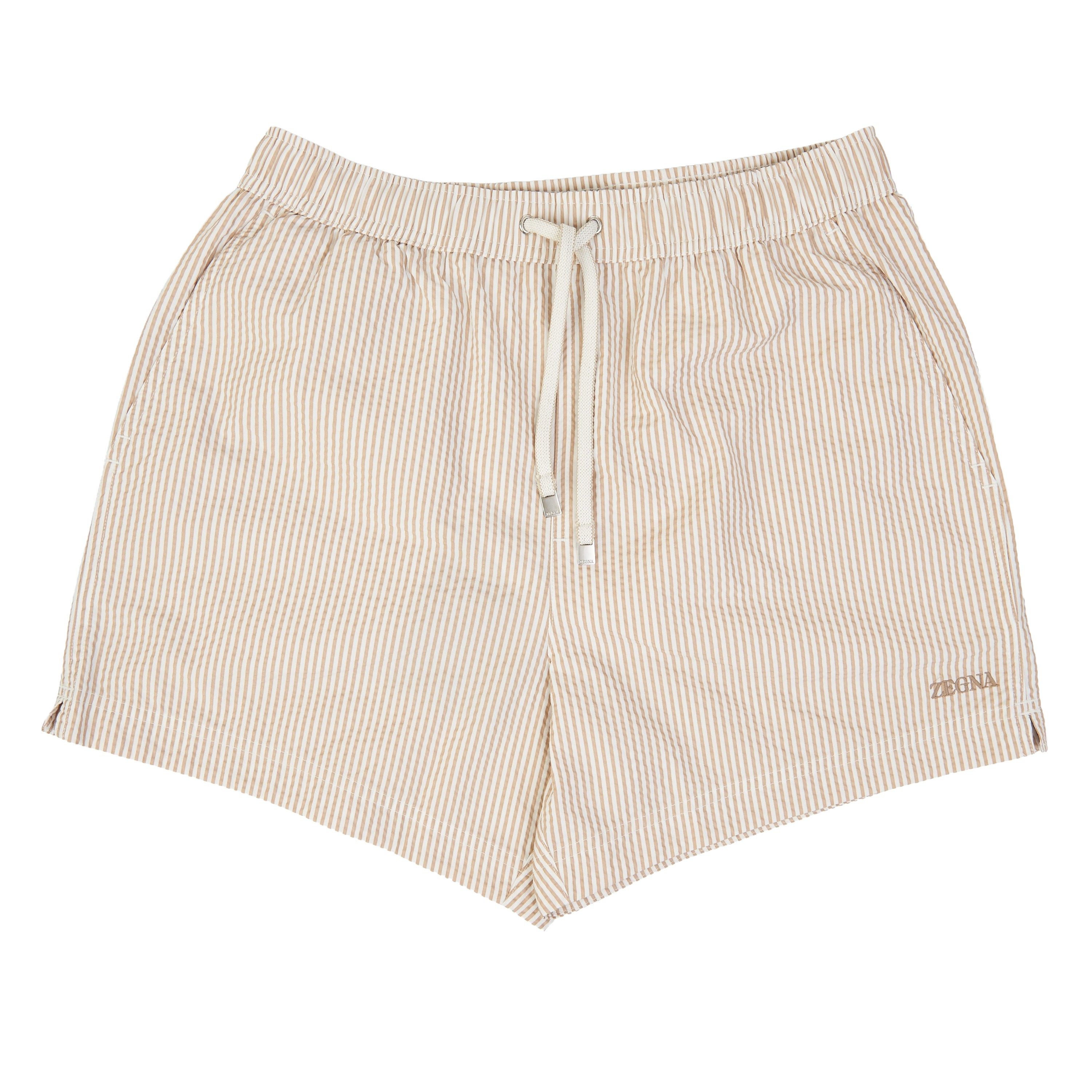 Ermenegildo Zegna Beige Striped Swim Trunks Size S Size US 28 / EU 44 - 1 Thumbnail