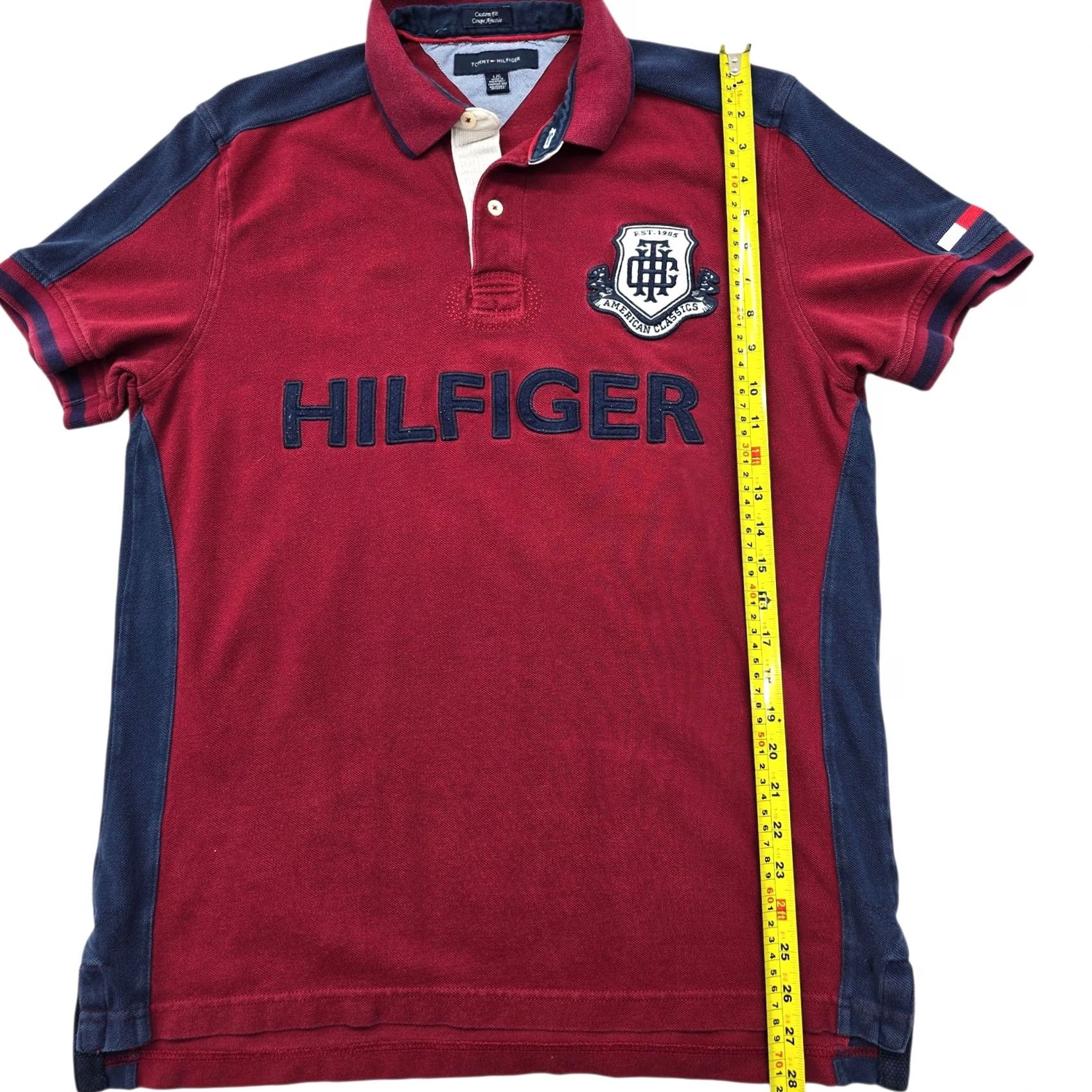 Tommy Hilfiger Tommy Hilfiger Men’s L Burgundy/Navy Colorblock Polo Cotton L/G Shirt Size US L / EU 52-54 / 3 - 7 Thumbnail