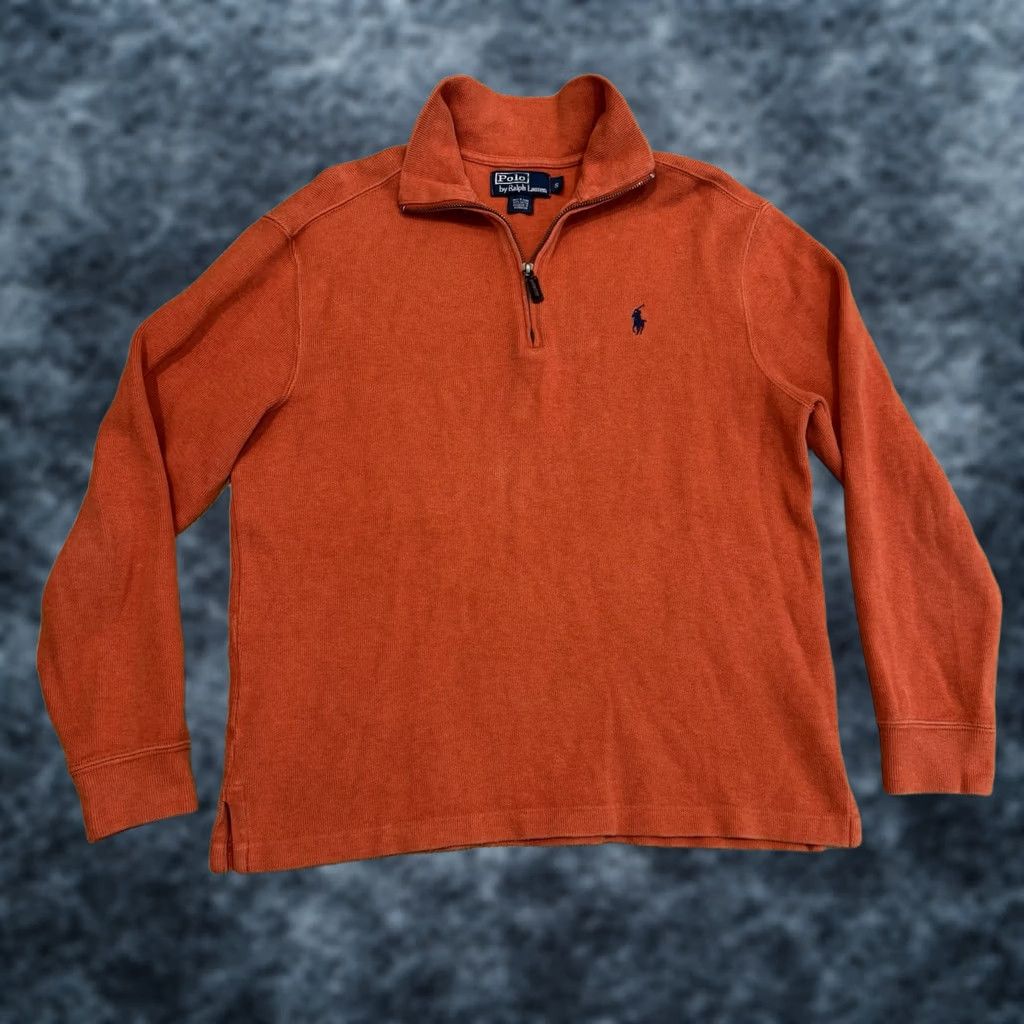 Polo Ralph Lauren Polo Ralph Lauren Orange 1/4 Zip Pullover Sweater Mens S Cotton Knit Casual Size US S / EU 44-46 / 1 - 1 Thumbnail