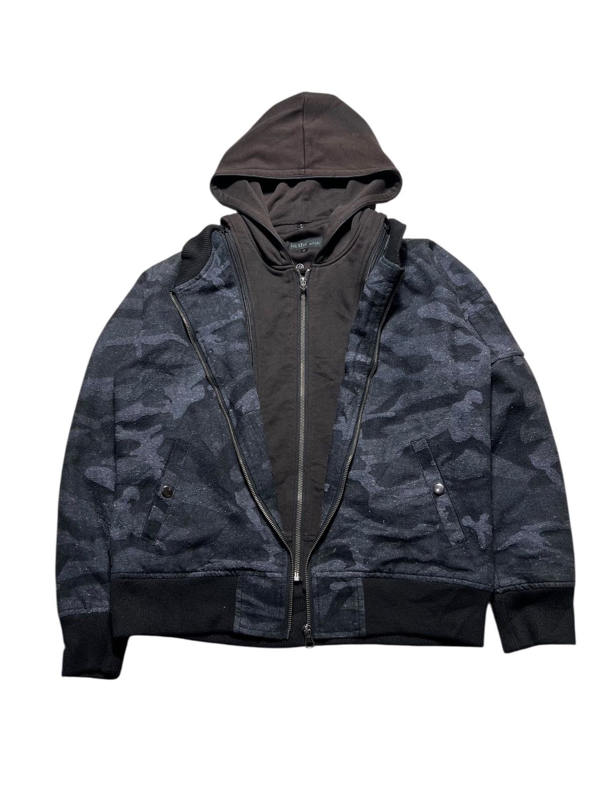 Japanese Brand 2000s In The Attic Japanese Double Layer Zipp Camo Hoodie Size US L / EU 52-54 / 3 - 2 Thumbnail