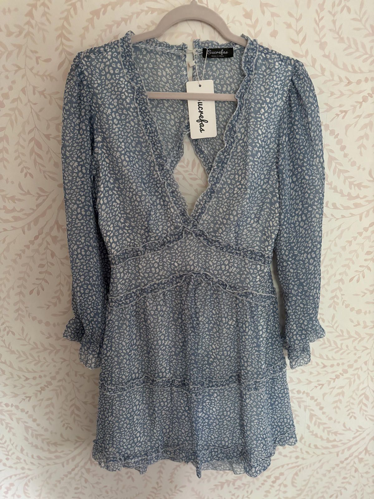 Designer NWT open back floral semi-sheer dress by Sucrefas Size L / US 10 / IT 46 - 2 Thumbnail