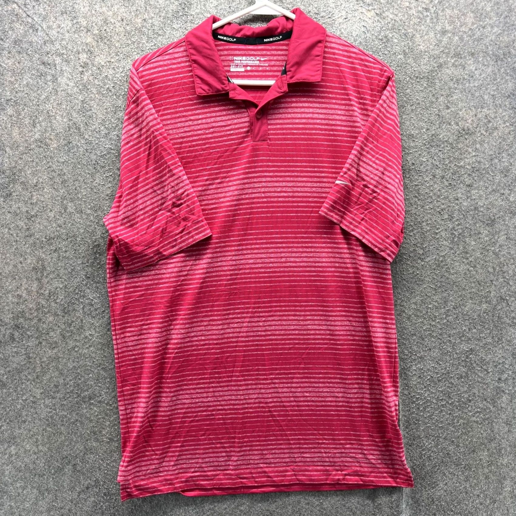 Nike Nike Golf Dri-FIT Polo Shirt Mens M Pink Stripe Tour Performance Golf Shirt Size US M / EU 48-50 / 2 - 2 Thumbnail