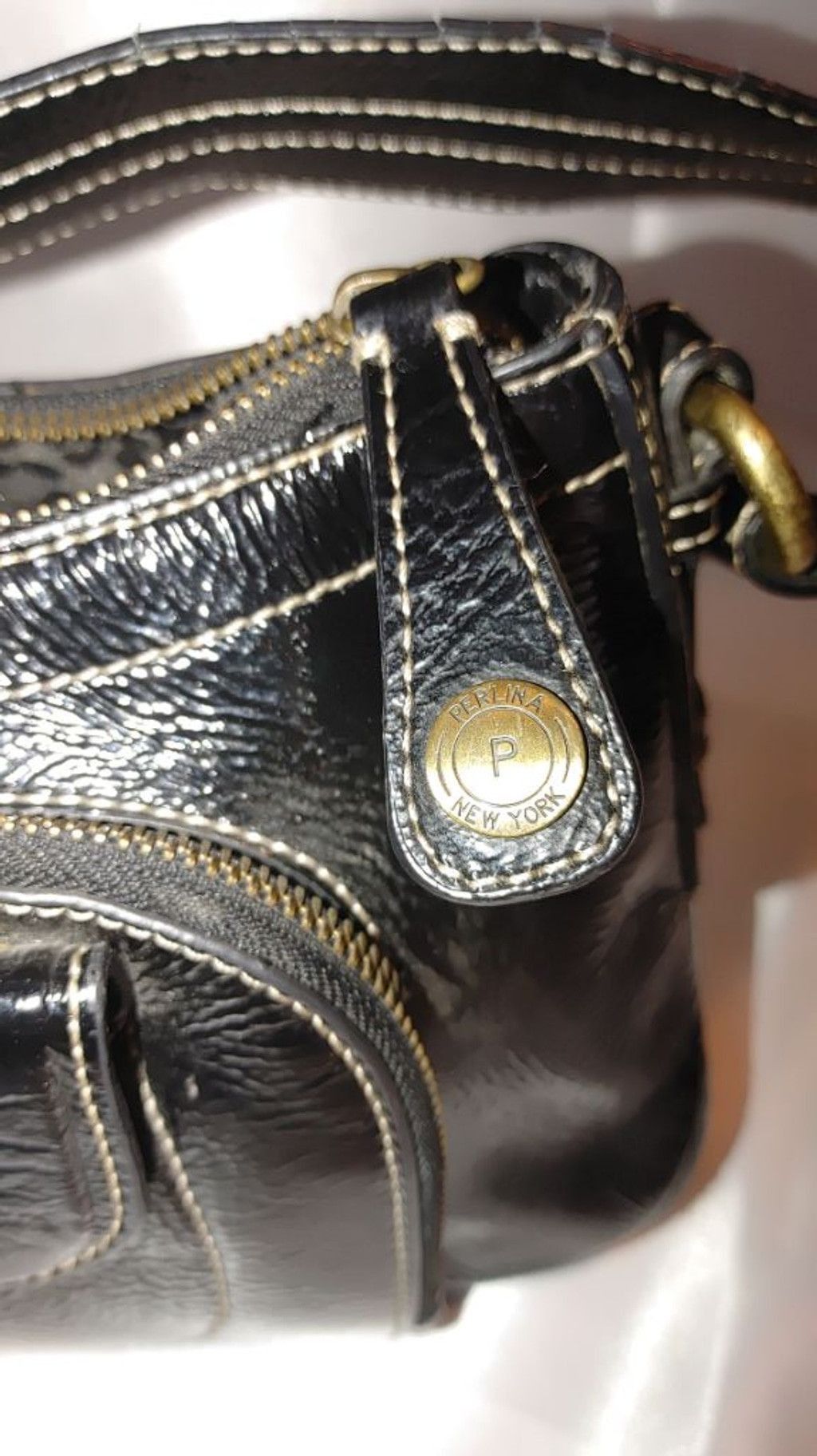 Vera Pelle Perlina New York Baguette Patent Leather Shoulder Bag Size ONE SIZE - 13 Thumbnail