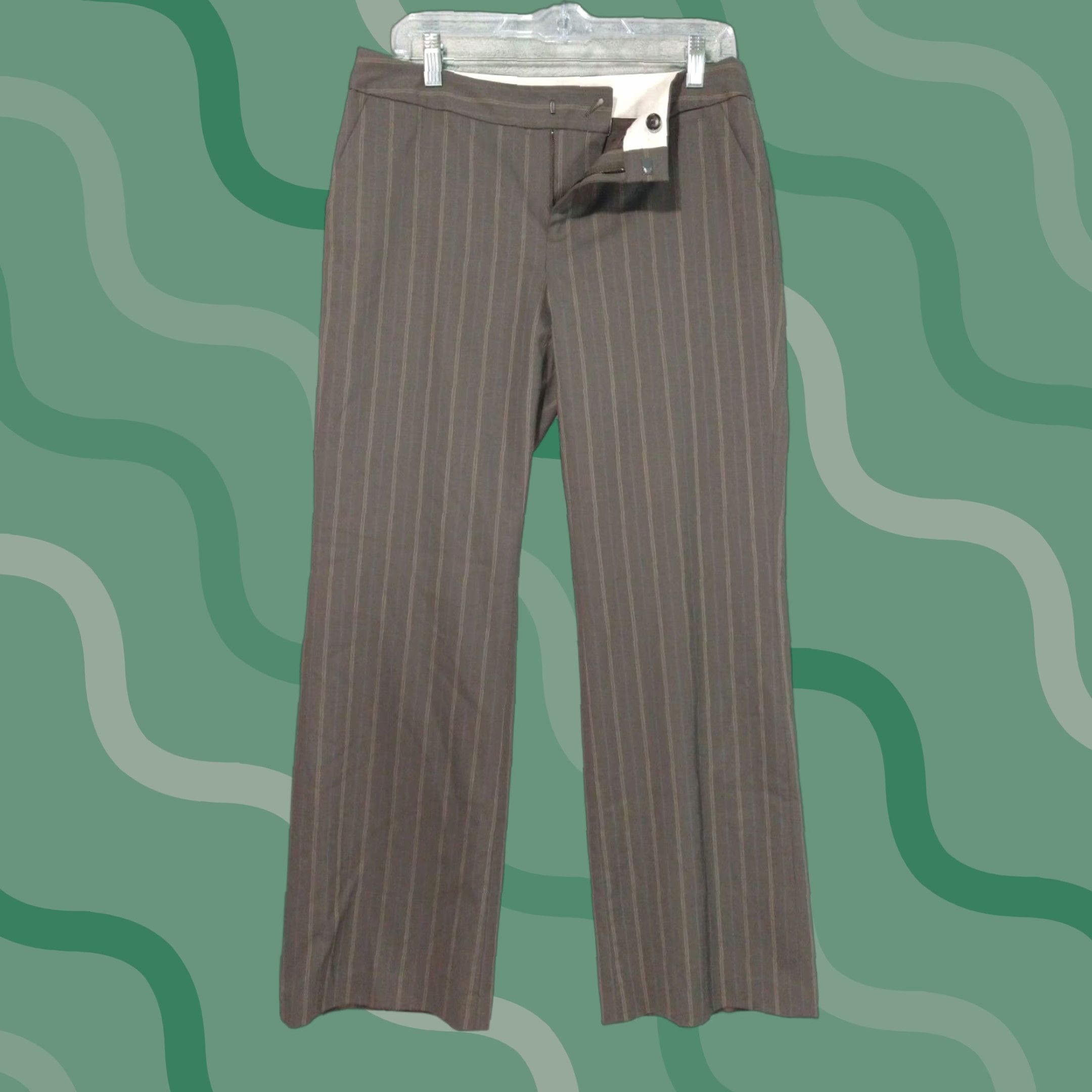 Banana Republic Banana Republic Pants Womens 8 Short Brown Striped Wool Blend Stretch Career Dress Pants Women's 8 Brown Striped Wool Blend Stretch City Preppy Size 30" / US 8 / IT 44 - 1 Thumbnail
