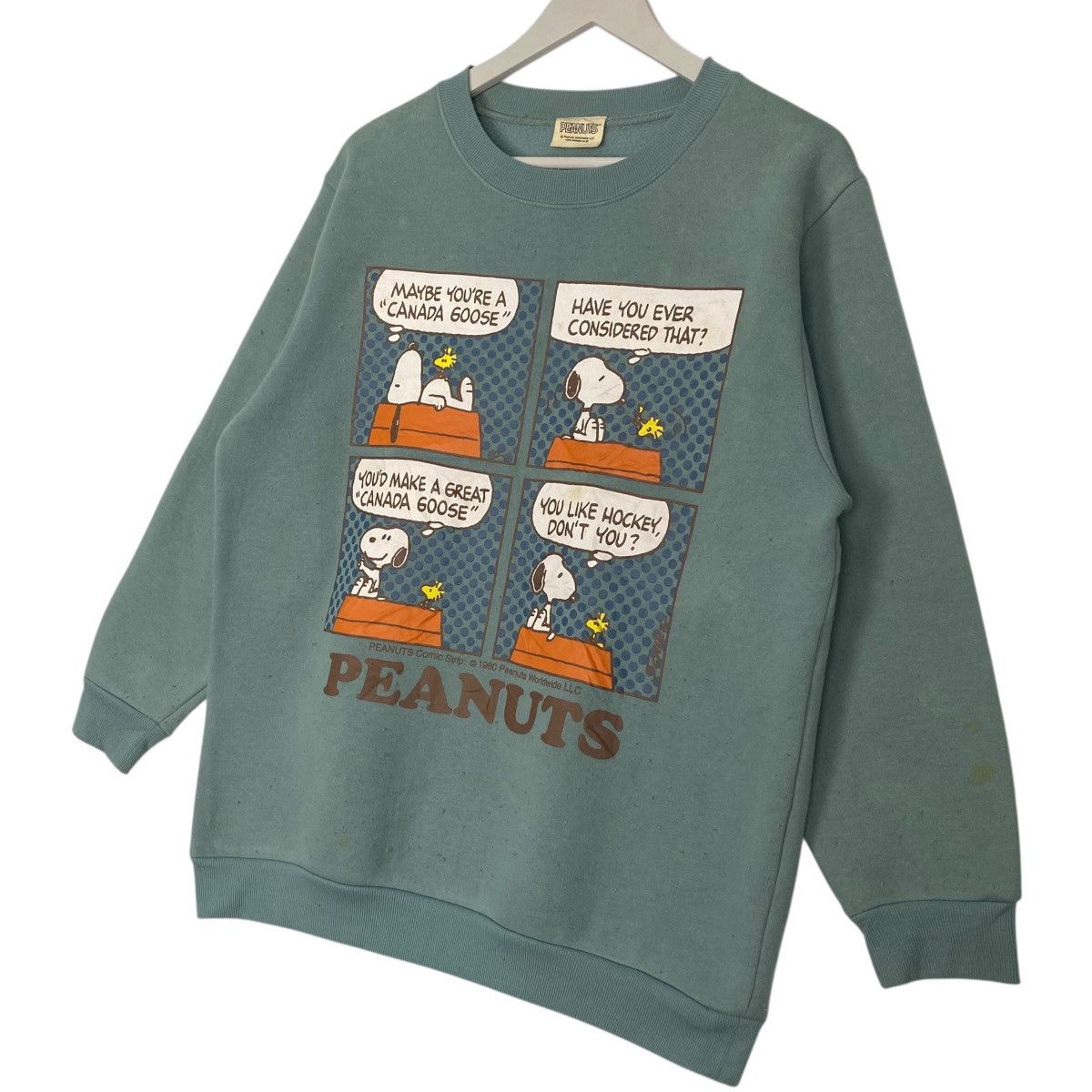 Vintage Vintage Peanuts Printed Crewneck Sweatshirt Green Size L Size US L / EU 52-54 / 3 - 2 Thumbnail