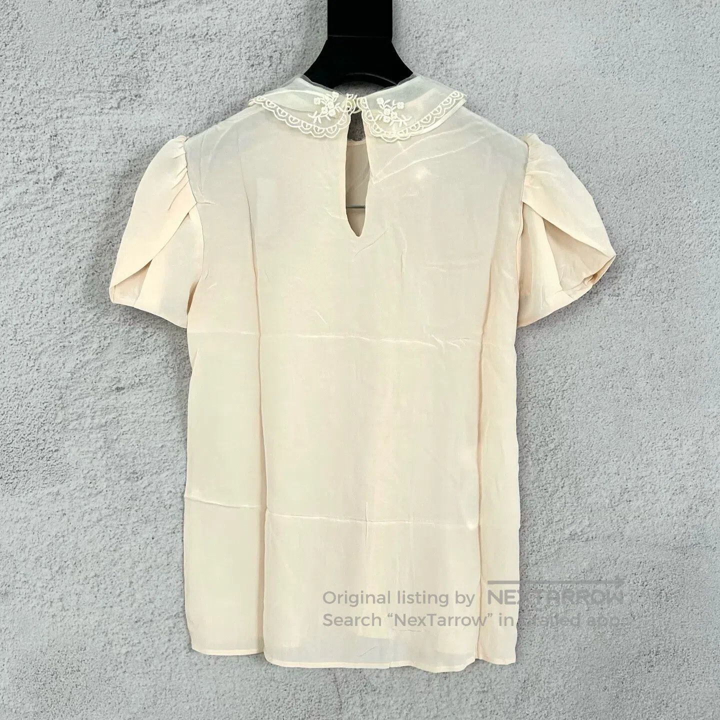 Miu Miu Miu Miu size36 Lace-trimmed silk short-sleeved top made fro Size S / US 4 / IT 40 - 2 Thumbnail