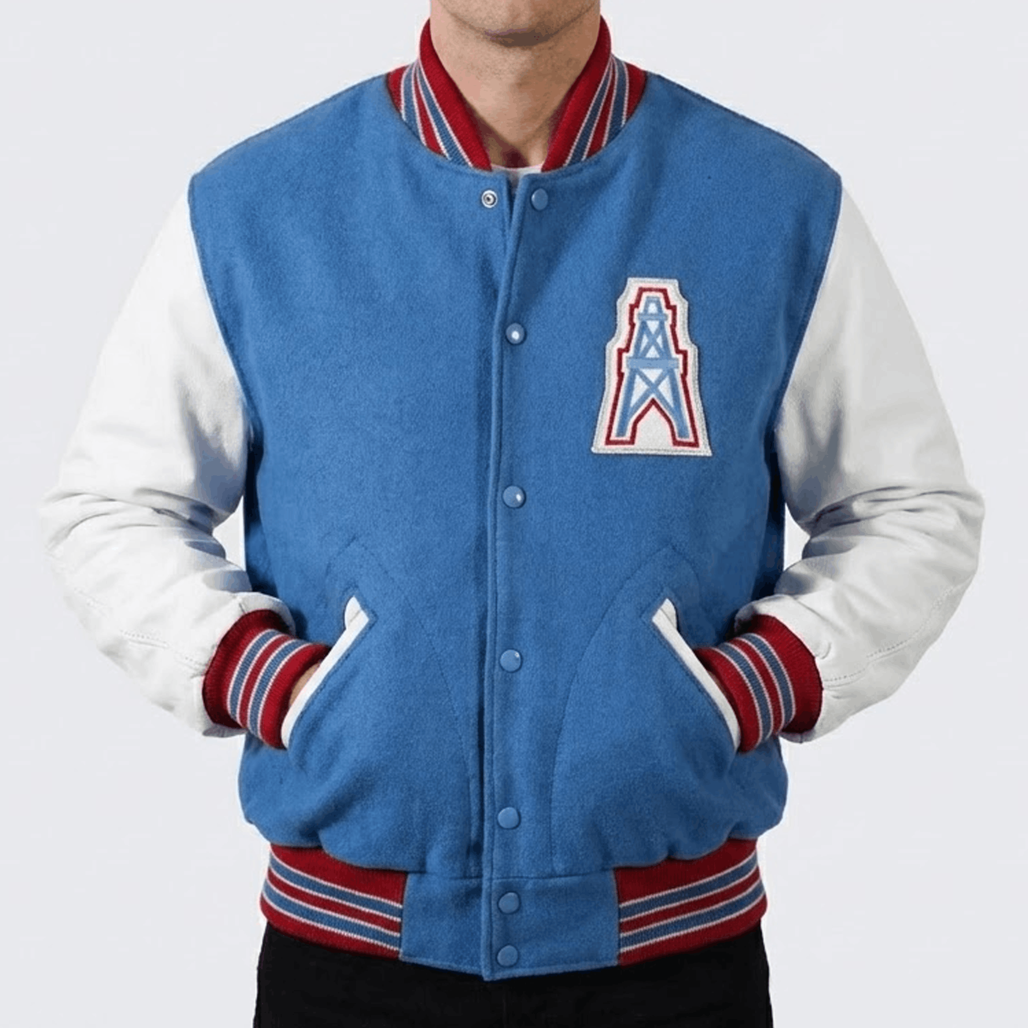NFL Houston Oilers Vintage 80s Letterman Varsity Jacket Size US M / EU 48-50 / 2 - 4 Thumbnail