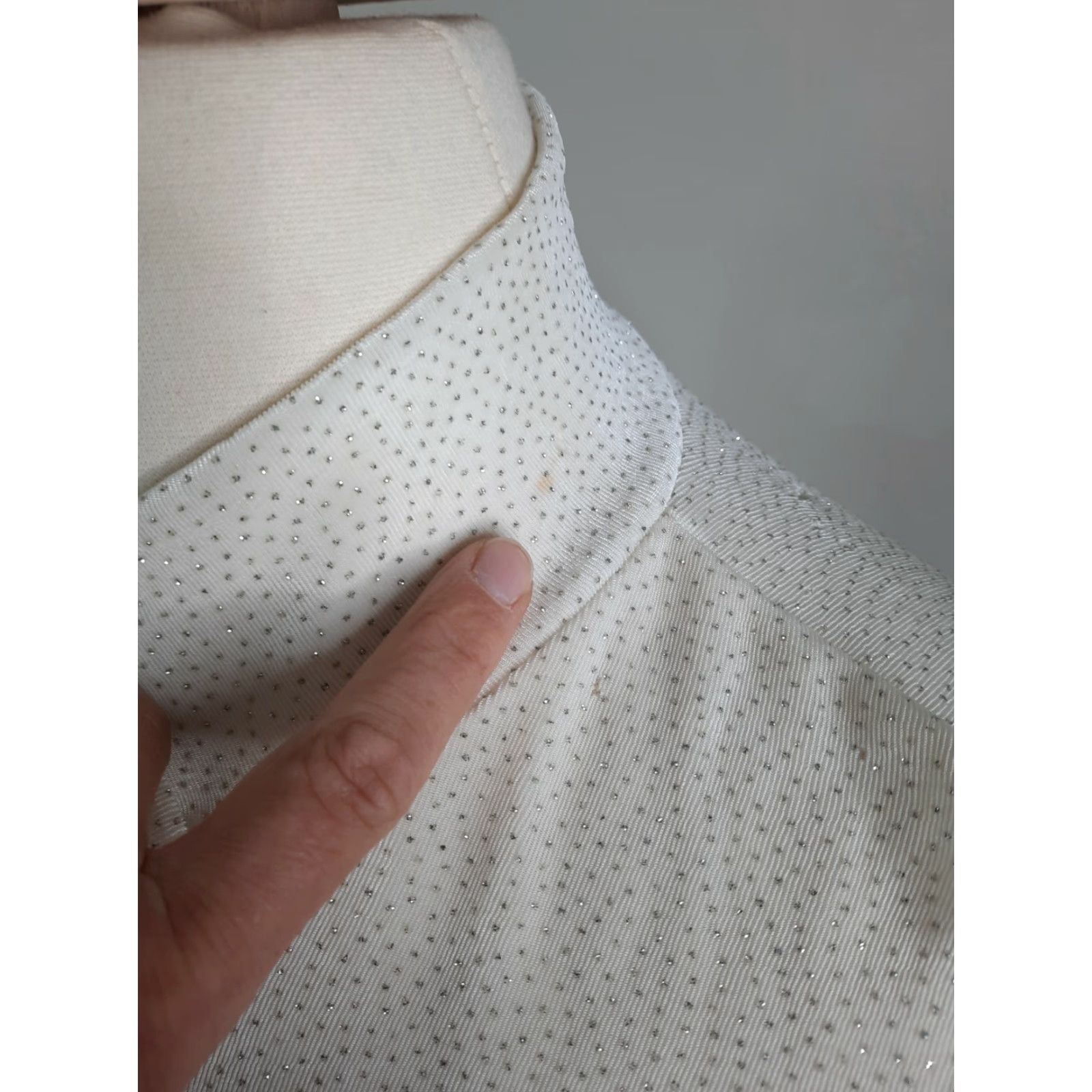 Vintage VINTAGE 1849 Authentic Ranchwear Glitter Mock Neck White Show Shirt XL Deadstock Women Dress Shirt L4S Size XL / US 12-14 / IT 48-50 - 6 Thumbnail