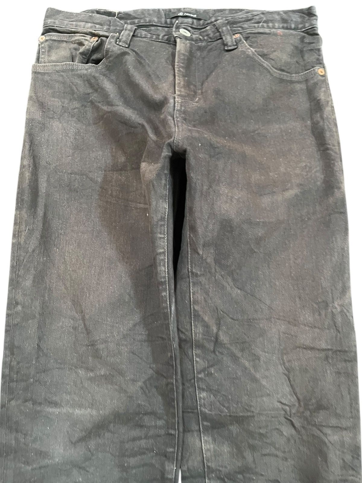 Johnbull × KMRii × KOJIMA GENES Vintage Johnbull Waxed Slim Fit Black Denim Size US 31 - 2 Thumbnail