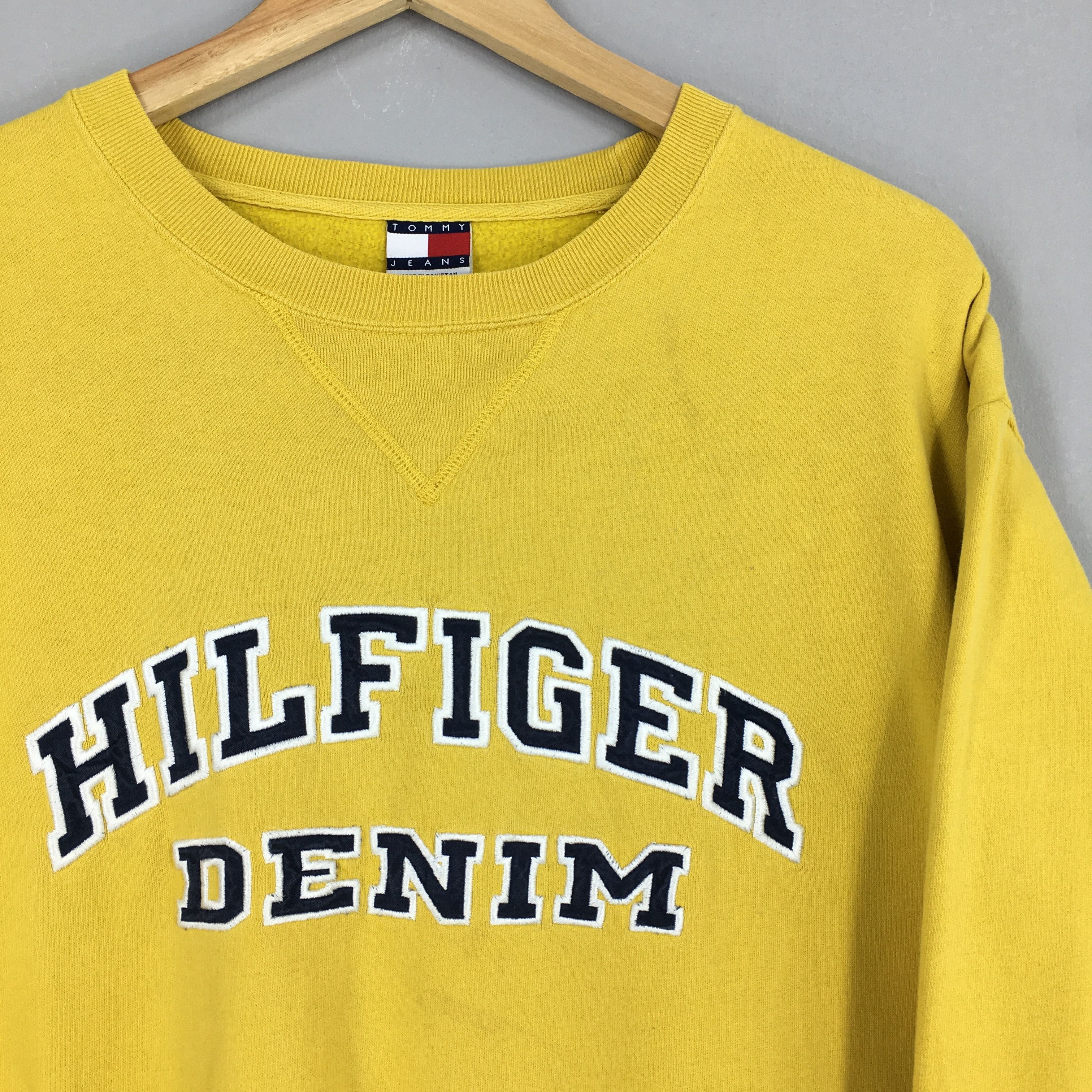 Tommy Hilfiger Vintage 90's Tommy Hilfiger Yellow Sweatshirt XL Size US XL / EU 56 / 4 - 2 Thumbnail