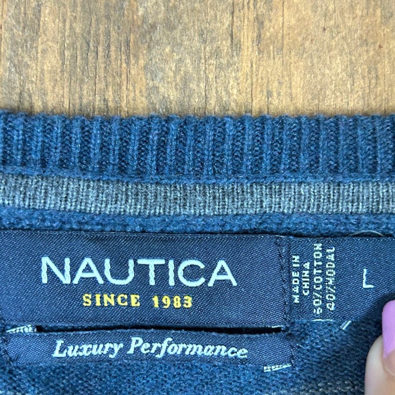 Nautica Nautica Mens Sweater Pullover Striped Blue Modal Blend Large Crew Neck Knit Regular Fit Casual Workwear Mens Size US L / EU 52-54 / 3 - 5 Thumbnail