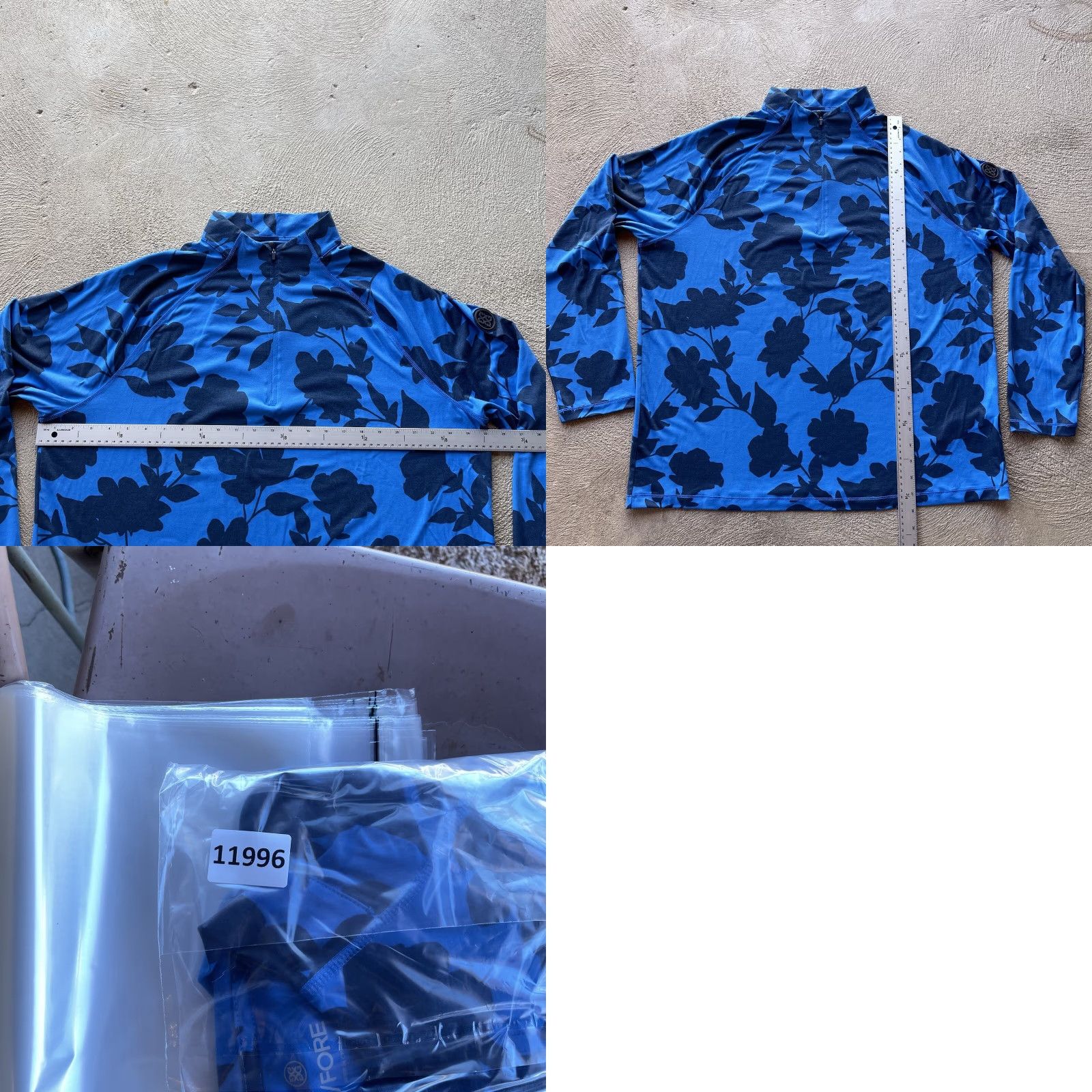 Vintage G Fore Men's XL Blue 1/4 Zip Floral Sweater Golf Performance Stretch Basic Shirt Size US XL / EU 56 / 4 - 8 Thumbnail