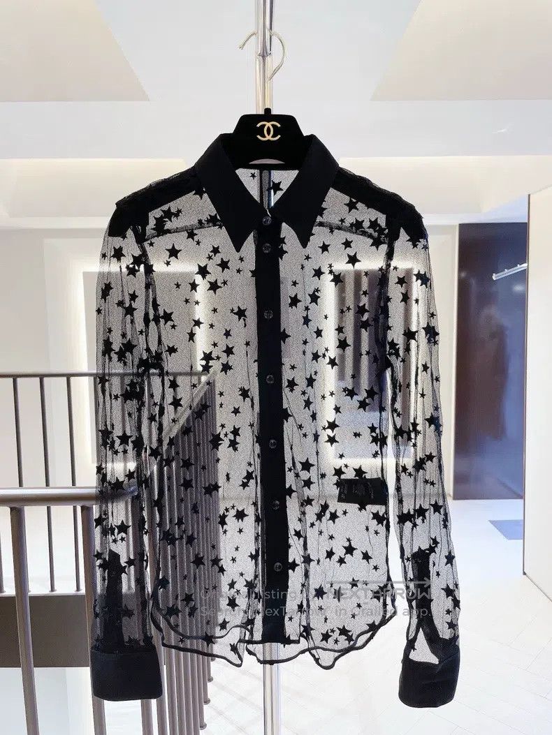 Saint Laurent Paris Saint Laurent Paris Black Transparent Shirt Size XS / US 0-2 / IT 36-38 - 1 Thumbnail