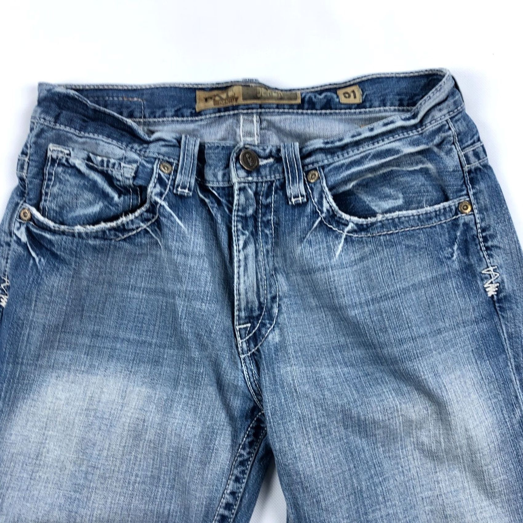 Vintage BKE Derek Jeans Mens 31 Blue Distressed 31x27 Cutoff Buckle Buckle Bke Jeans Denim Cowboy Style Distressed | Mens | Regular Fit | 27 Inseam Size US 31 - 4 Thumbnail