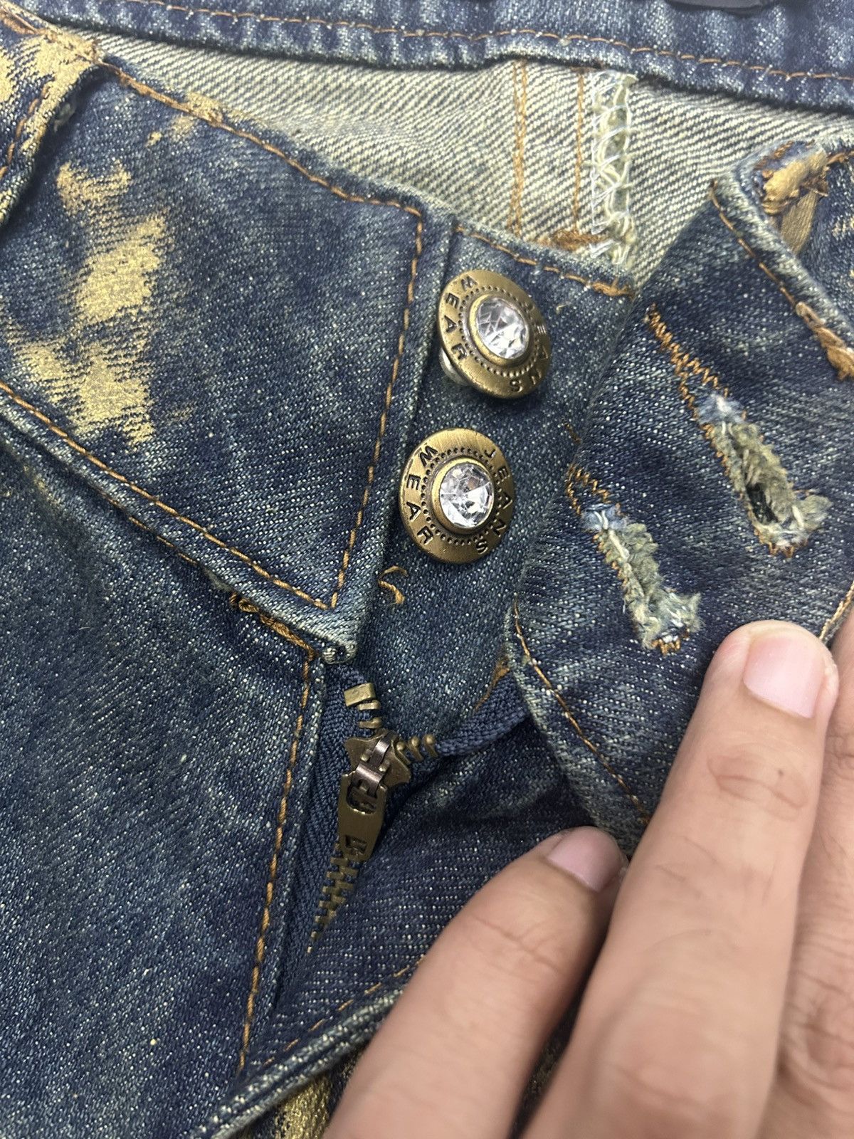 Japanese Brand × Vintage Vintage Japanese WEAR JEANS Painted Flare Denim Size US 32 / EU 48 - 15 Thumbnail