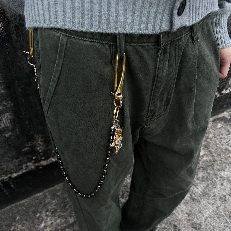 Japanese Brand × Jewelry Black Stone Round Bead Pants Chain Punk Style Size ONE SIZE - 1 Thumbnail