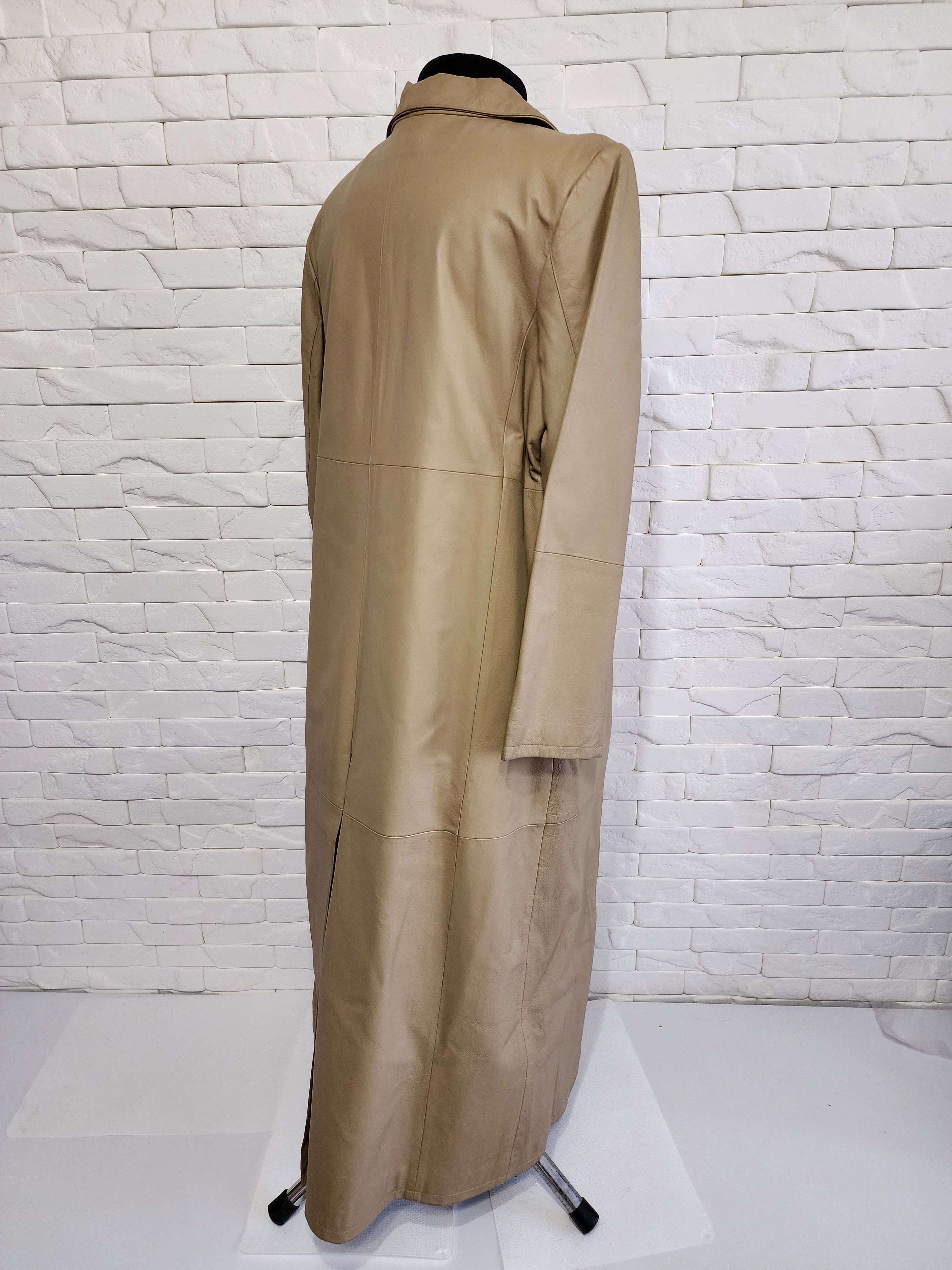 Genuine Leather Beige simple leather coat. Size XL / US 12-14 / IT 48-50 - 6 Thumbnail