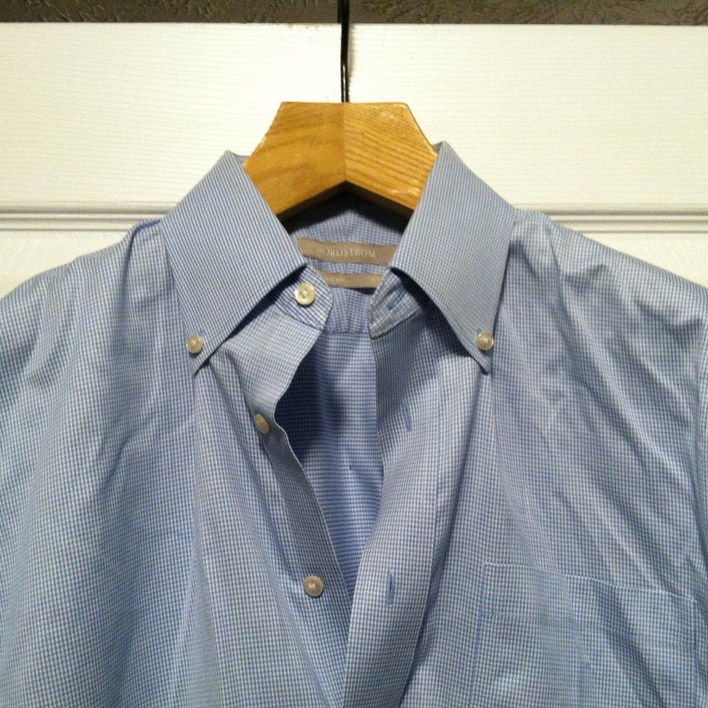dress shirt size 15 1 2 Men's Dress Shirt Size Large 15- 15 1/2 34/ 35 Blue David Taylor