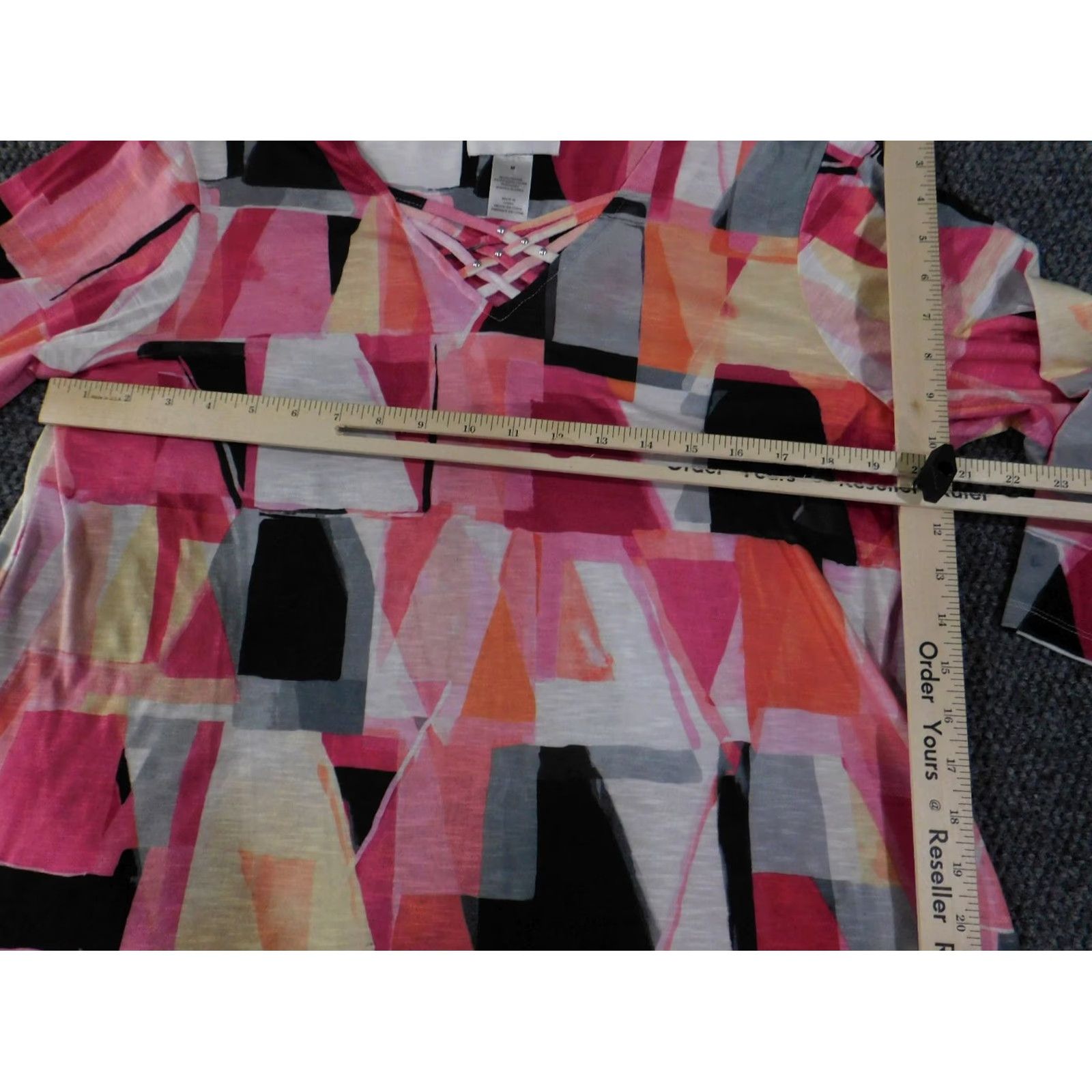 Vintage Alfred Dunner Blouse Womens Medium Pink Geometric 3/4 Sleeve Round Neck Pullover Casual Lightweight Stretch Vintage No Size M / US 6-8 / IT 42-44 - 6 Thumbnail