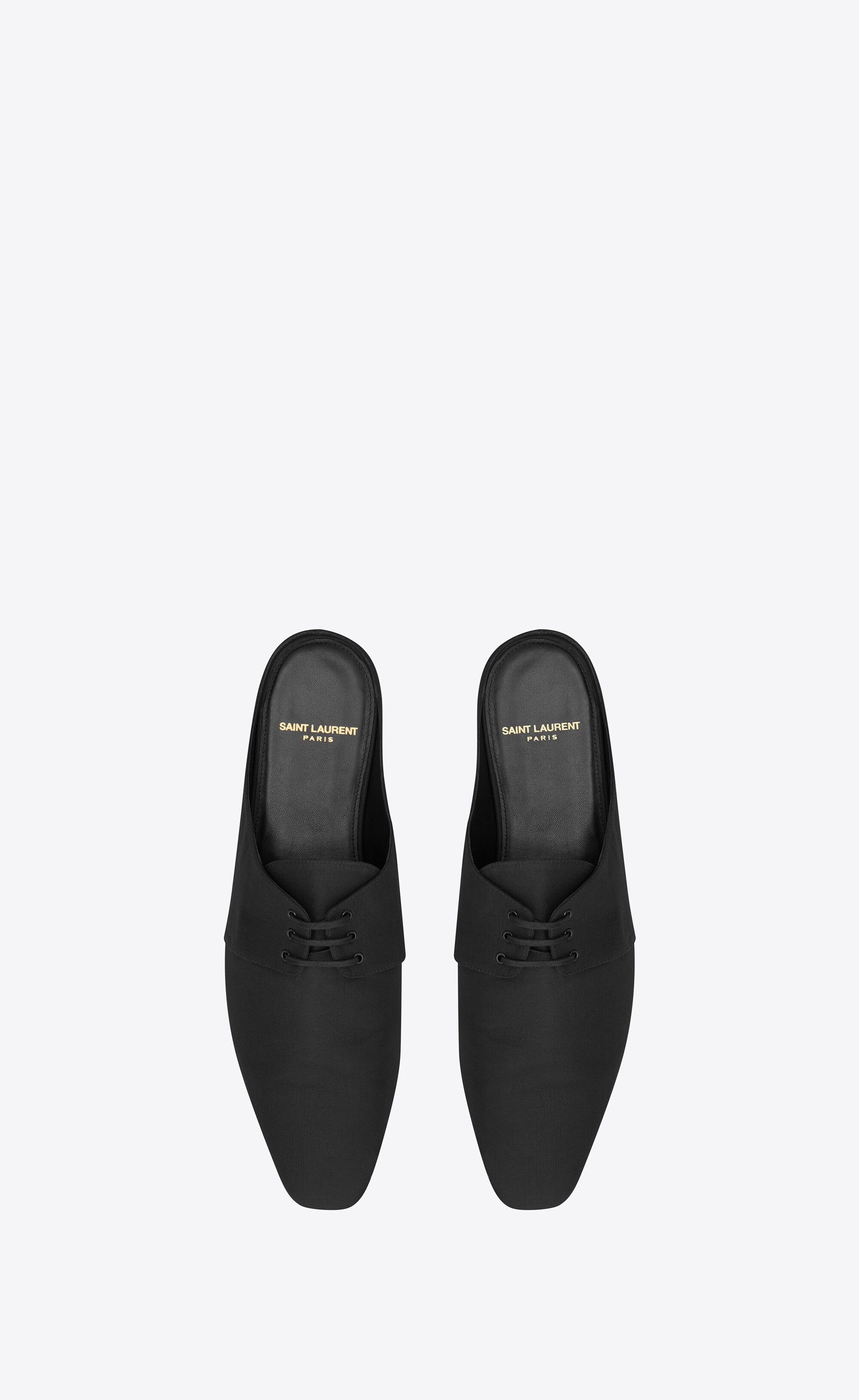 Saint Laurent Paris o1s1wg110825 731823 Terence Mules in Shantung In Black Size US 9 / EU 42 - 3 Thumbnail