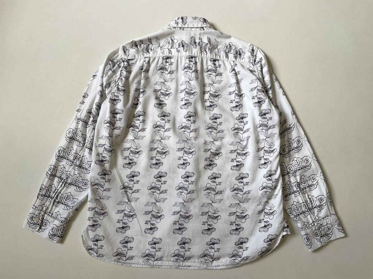 Ann Demeulemeester White Cotton Shirt With Black Flower Print Size US L / EU 52-54 / 3 - 12 Thumbnail