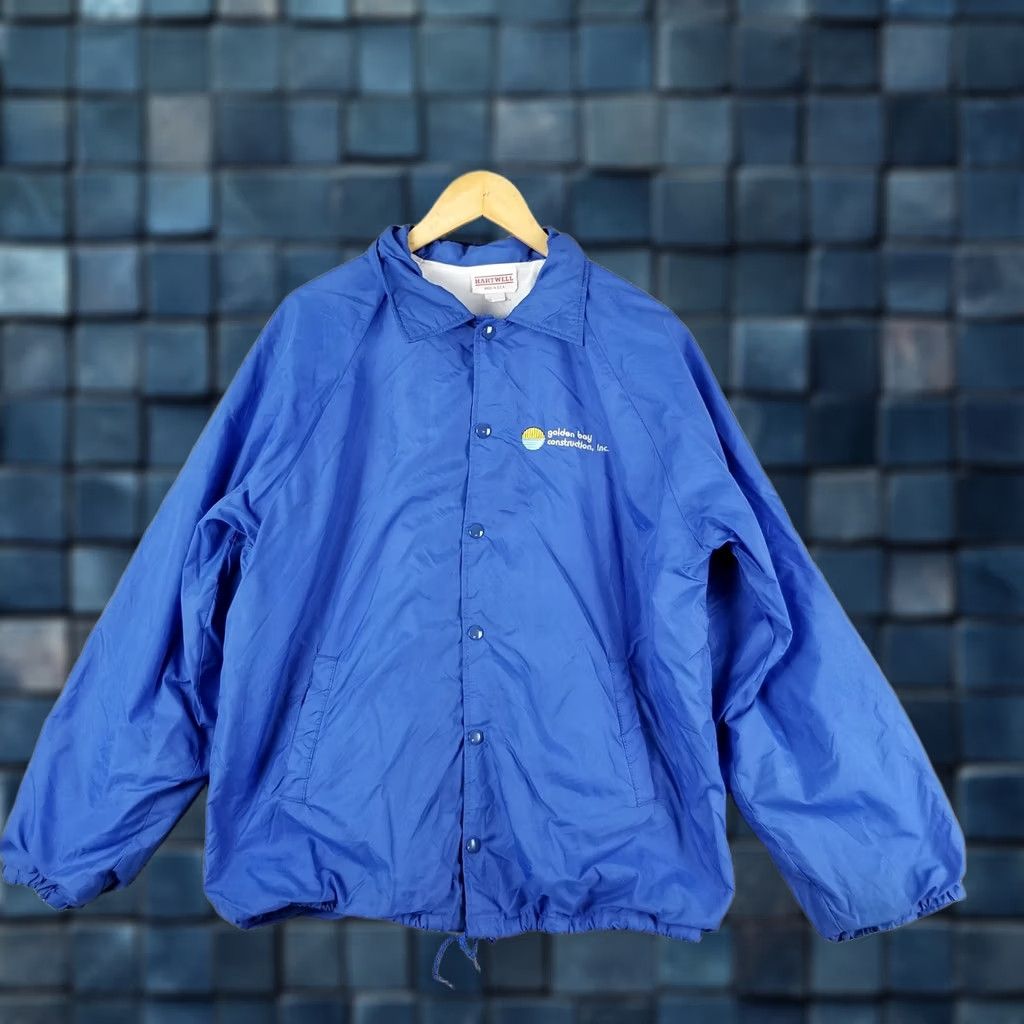 Vintage VINTAGE Hartwell Golden Boy Construction Satin Jacket Mens L Blue Bomber Jacket Size US L / EU 52-54 / 3 - 1 Thumbnail