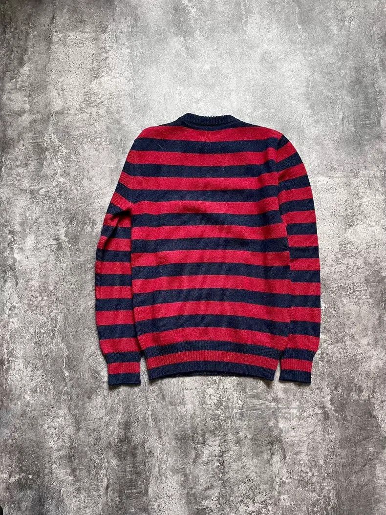 Saint Laurent Paris Saint Laurent Paris Red and Navy Striped Round Neck Wool S Size US S / EU 44-46 / 1 - 6 Thumbnail