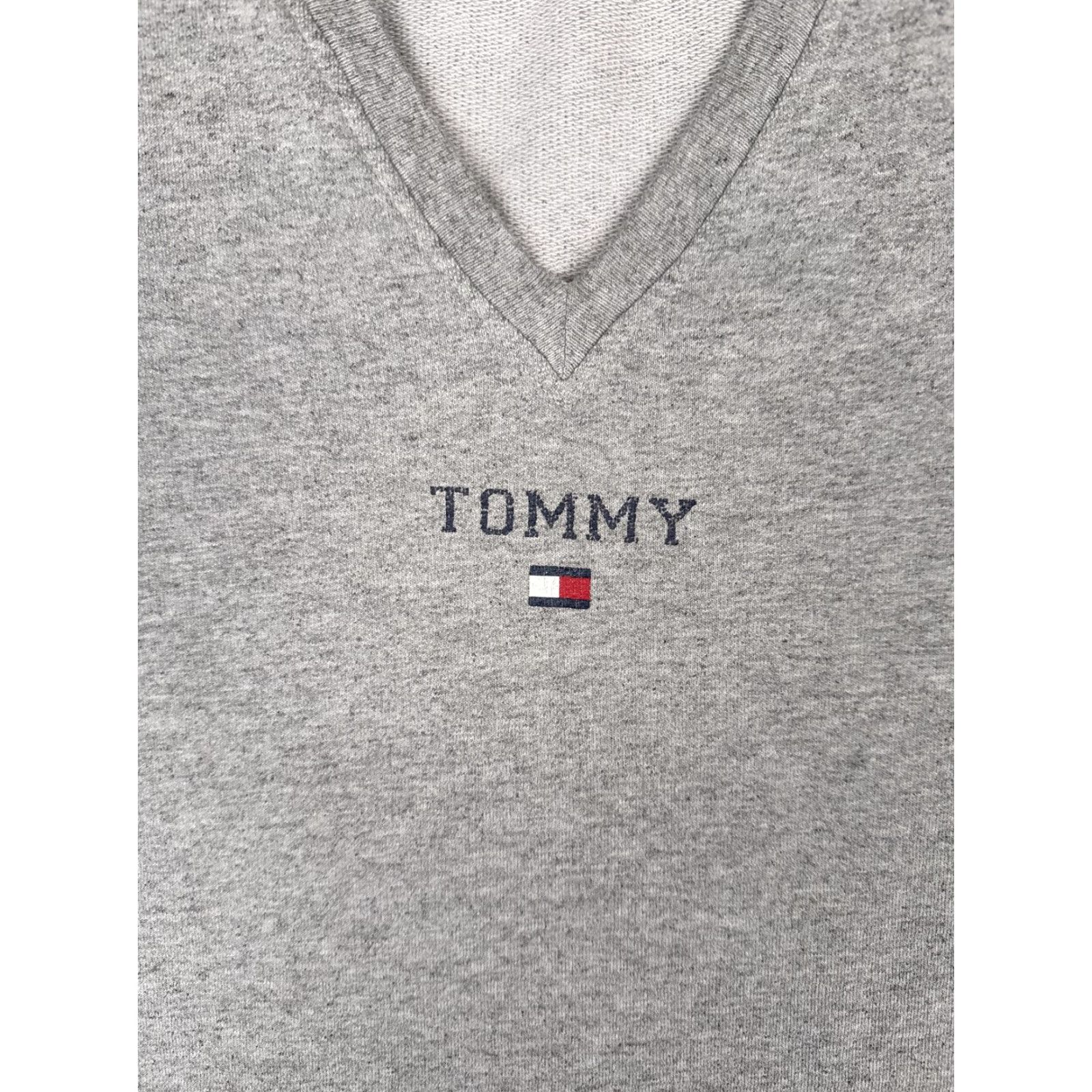 Tommy Hilfiger Tommy Hilfiger Sweater Womens M Gray V-Neck Pullover Logo Casual Regular Knit Terry Cotton Blend Hardwearing Size M / US 6-8 / IT 42-44 - 6 Thumbnail