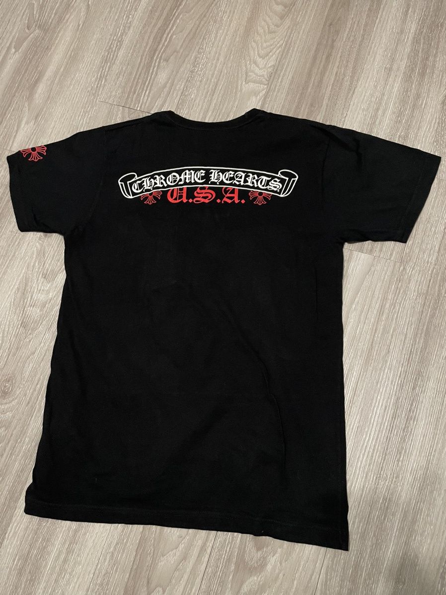 image of Chrome Hearts Usa Scroll T-Shirt in Black, Men's (Size Medium)