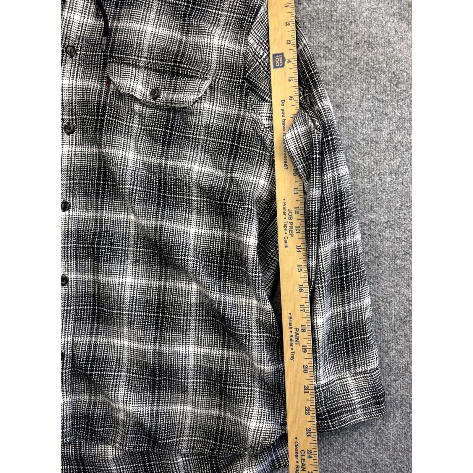 Levi's Levi's Shirt Mens XL Gray Plaid Hooded Flannel Relaxed Button-Front Jacket Shacket Pocketed Gathered Front Size US XL / EU 56 / 4 - 5 Thumbnail