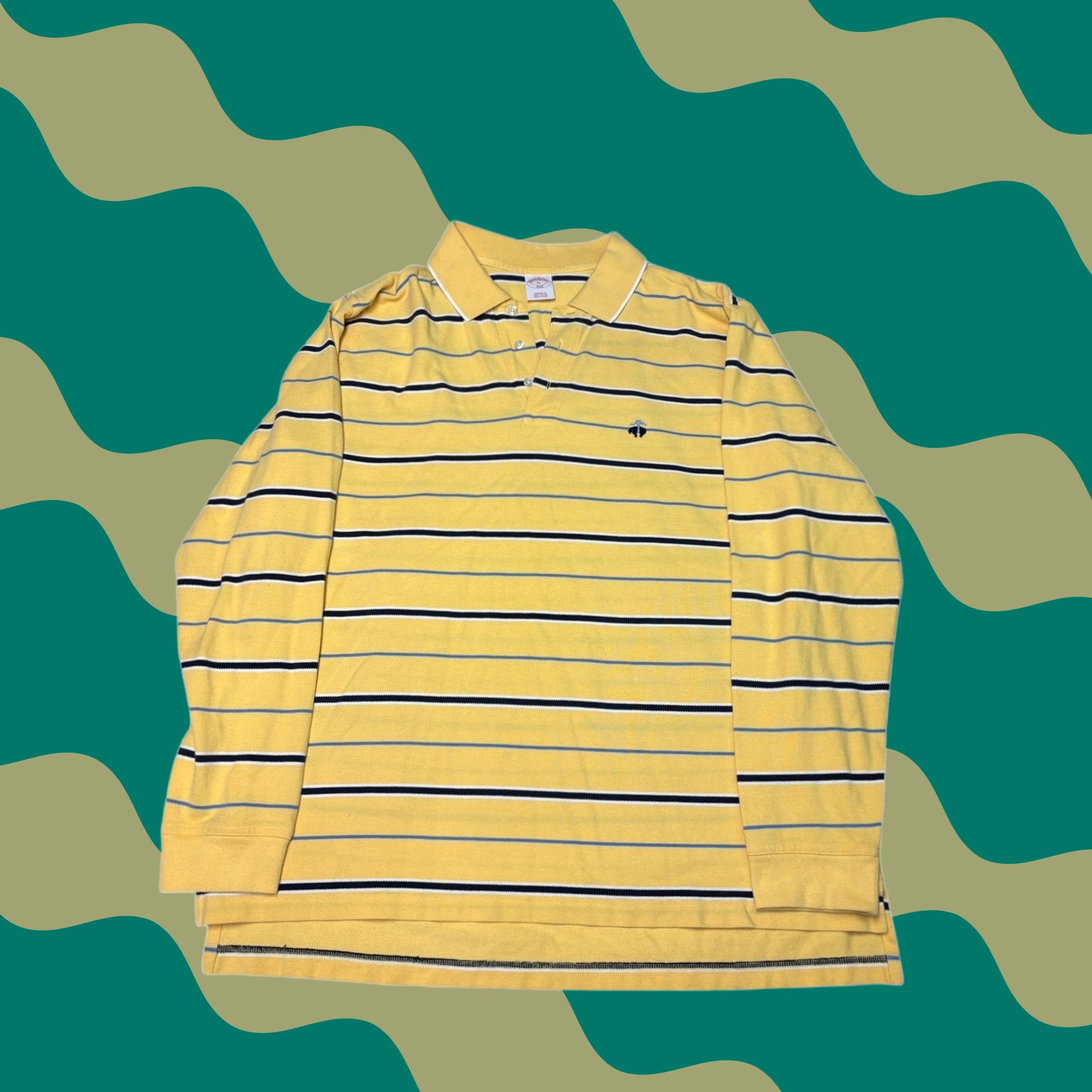 Brooks Brothers Brooks Brothers Polo Mens Striped Long Sleeve Shirt XL Yellow Blue 346 Preppy Cotton Button-Down Collar Classic Fit Logo Size US XL / EU 56 / 4 - 1 Thumbnail