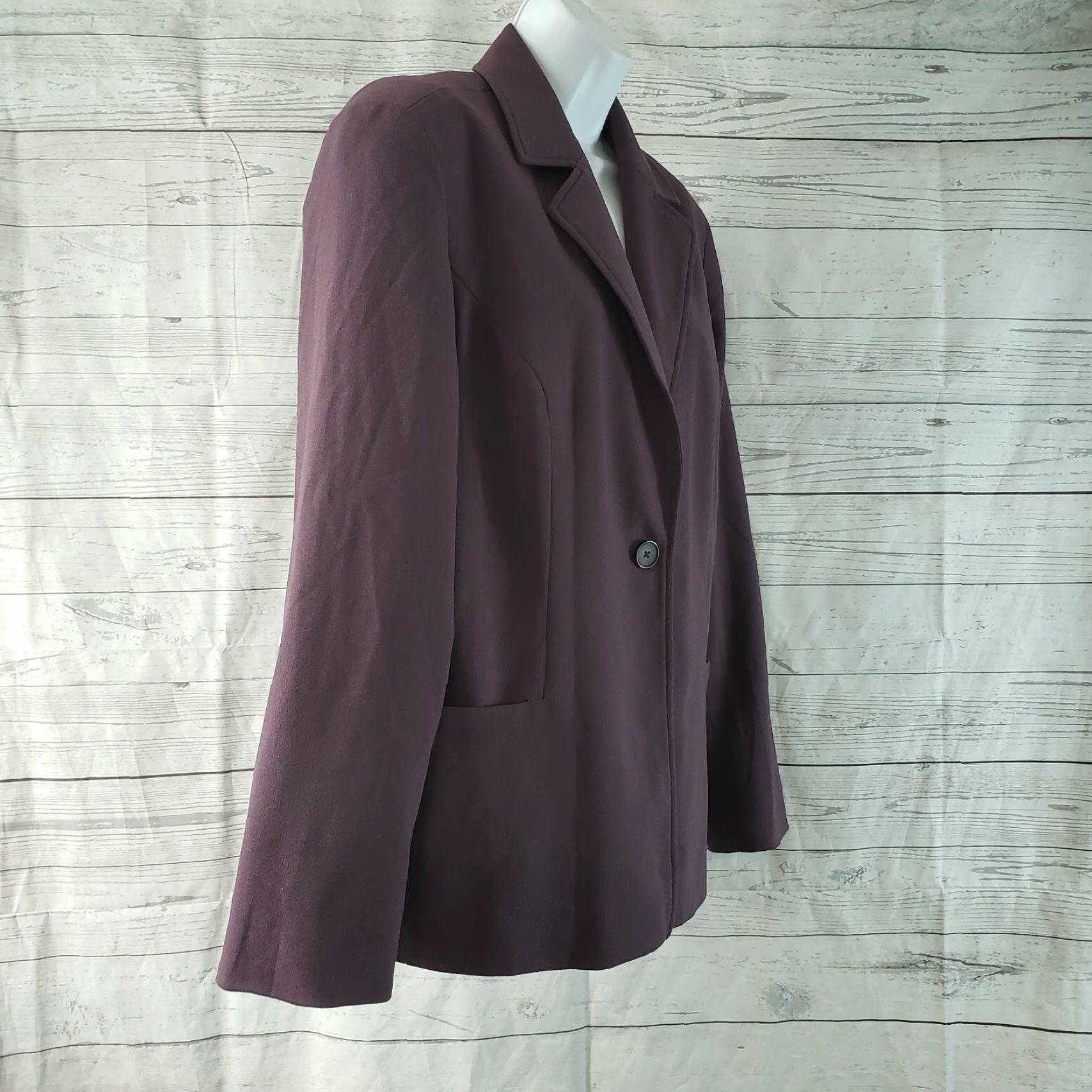 Coldwater Creek Coldwater Creek Womens Blazer Jacket 14 Purple Single Button Long Sleeve Size XL / US 12-14 / IT 48-50 - 2 Thumbnail