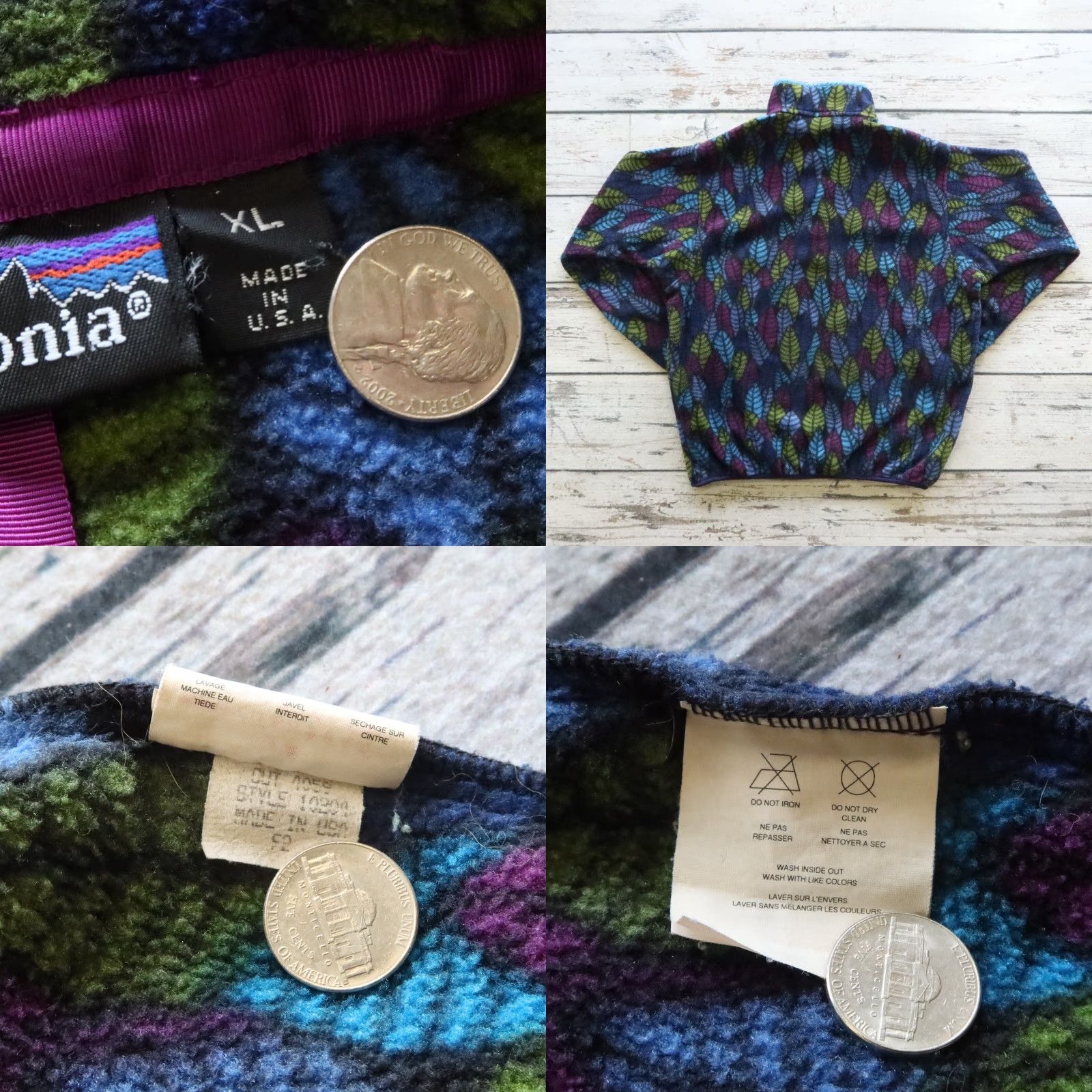 Patagonia Vintage Patagonia Snap-T Fleece Leaf Pattern Pullover XS XL Blue USA 10204 Mens Size US XL / EU 56 / 4 - 9 Thumbnail