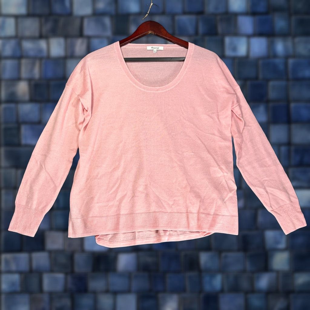 Madewell Madewell Sweater Womens Small Pink Merino Wool Blend Round Neck Long Sleeve Ribbed Cuffs_split hem_ Pullover Modern Classic 2020s Size S / US 4 / IT 40 - 1 Thumbnail