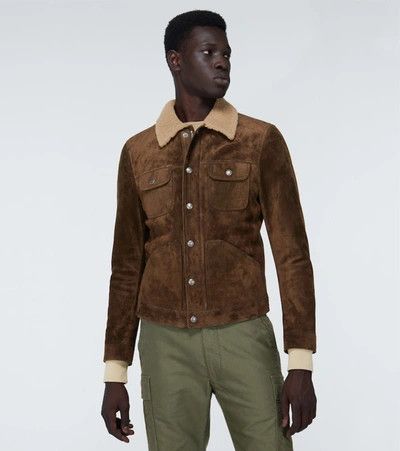Tom Ford 8350USD Shearling-Trimmed Suede Trucker Jacket - Brown Size US L / EU 52-54 / 3 - 7 Thumbnail