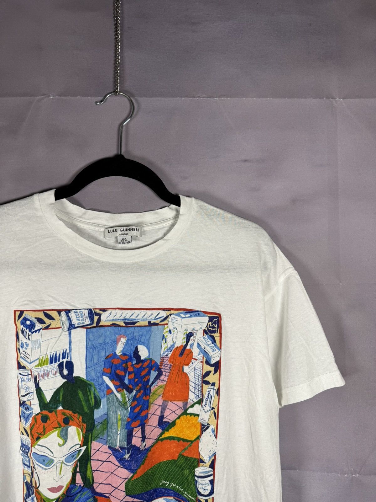 Designer × Japanese Brand × Vintage Lulu Guinness Cartoon Printed White T Shirt Oldmoney Size L / US 10 / IT 46 - 2 Thumbnail
